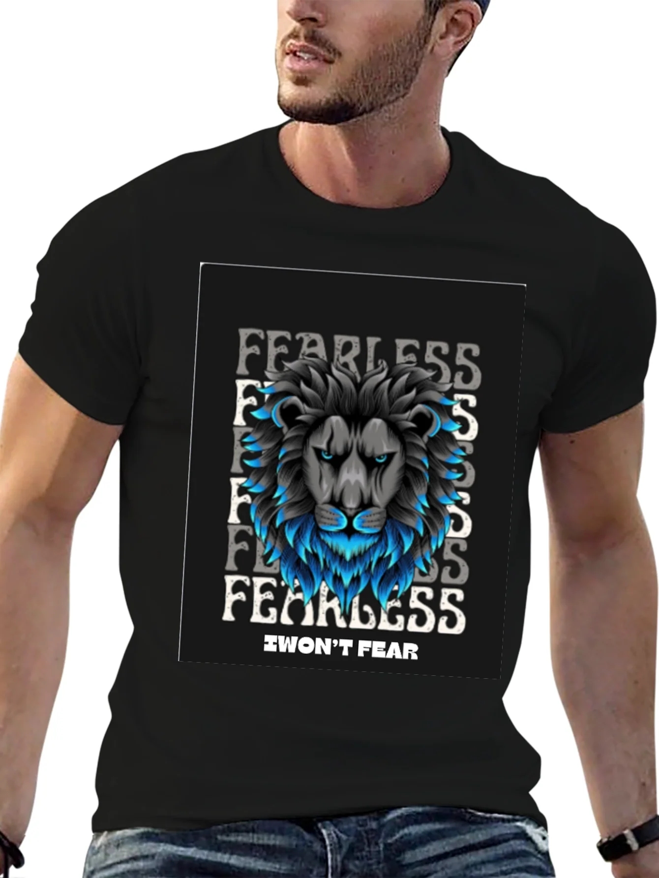 Fearless Lion Graphic Black T-Shirt - I Wont Fear