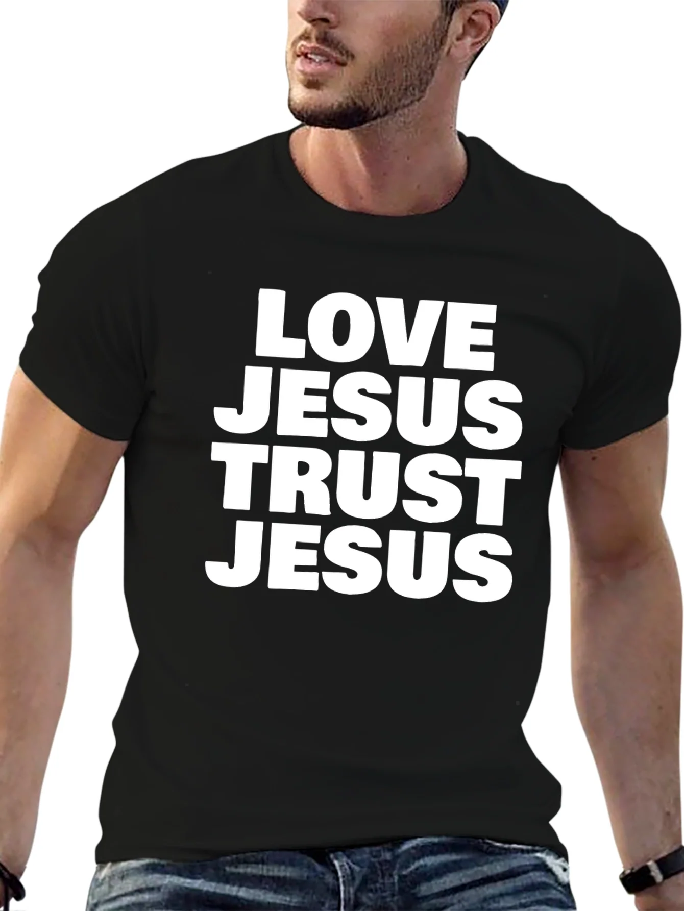 Love Jesus Trust Jesus Black T-Shirt