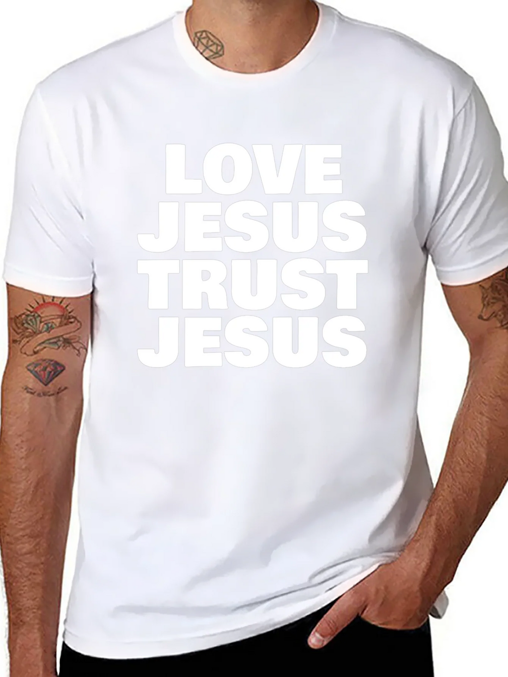 Love Jesus Trust Jesus Black T-Shirt