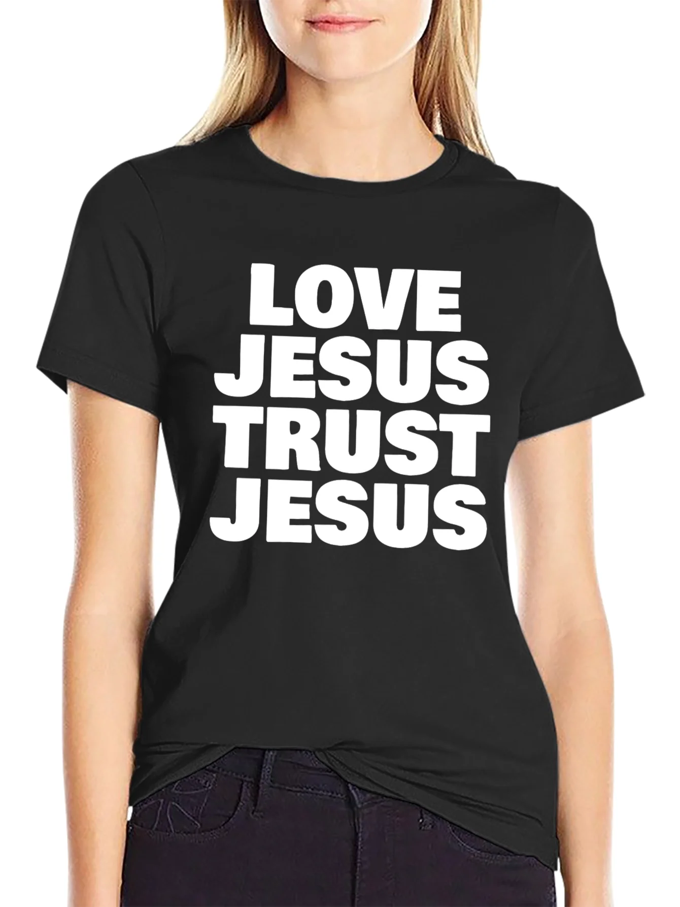 Love Jesus Trust Jesus Black T-Shirt