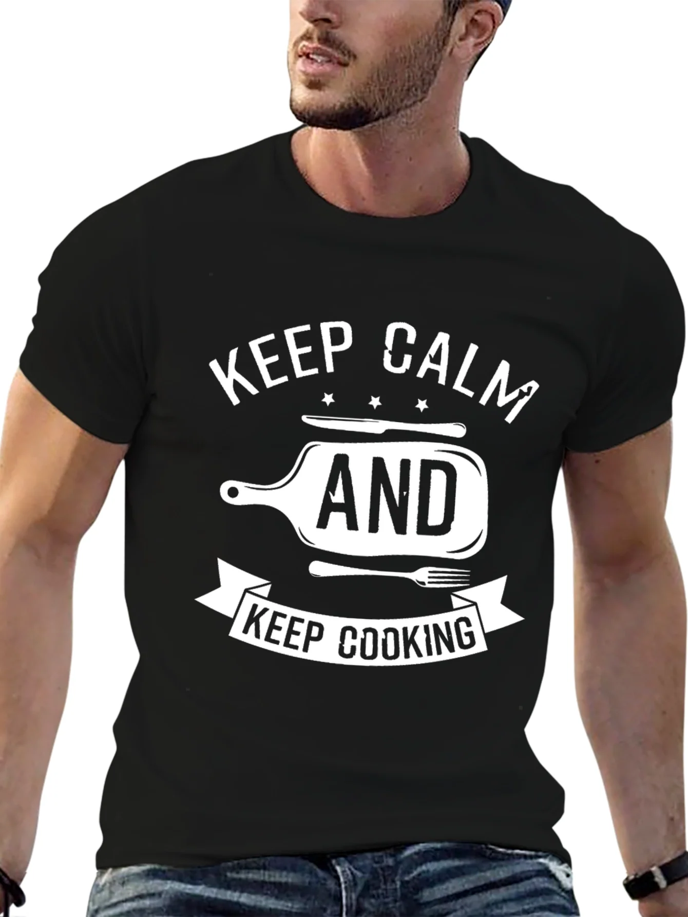 Keep Calm and Keep Cooking T-Shirt - Black