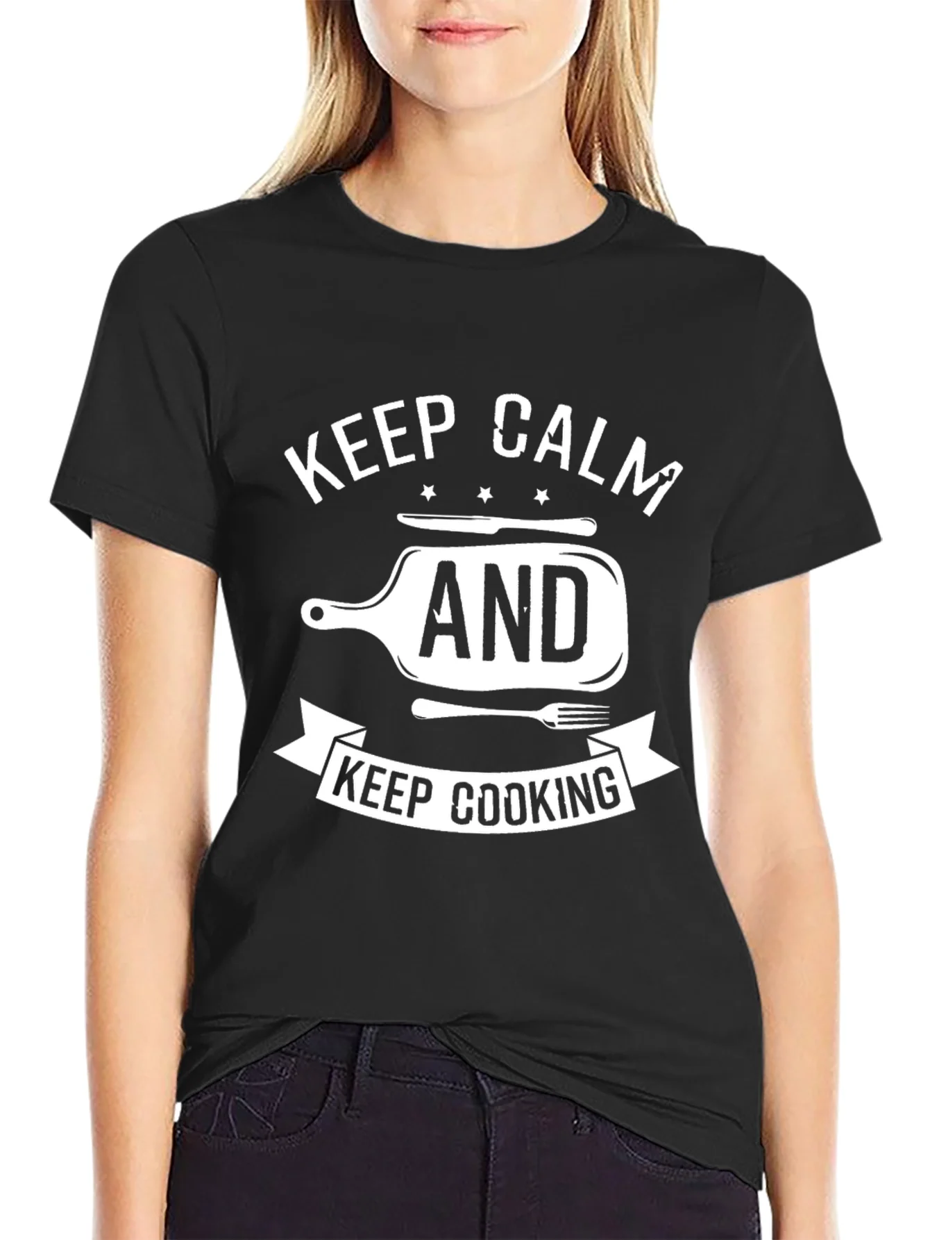 Keep Calm and Keep Cooking T-Shirt - Black