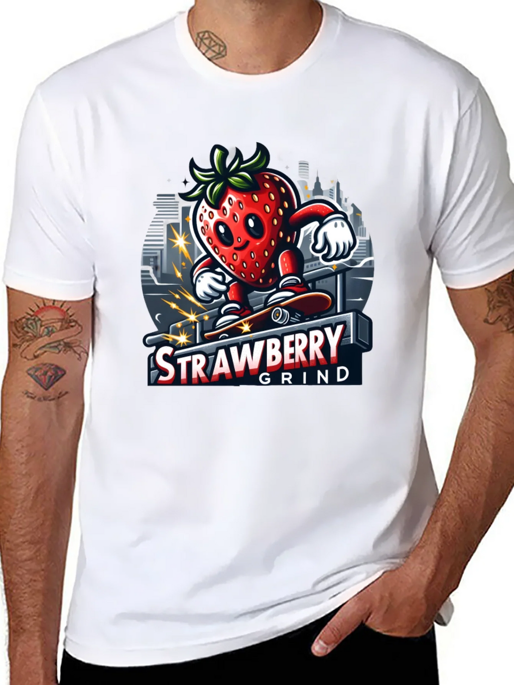Strawberry Grind T-Shirt - Cool Graphic Tee