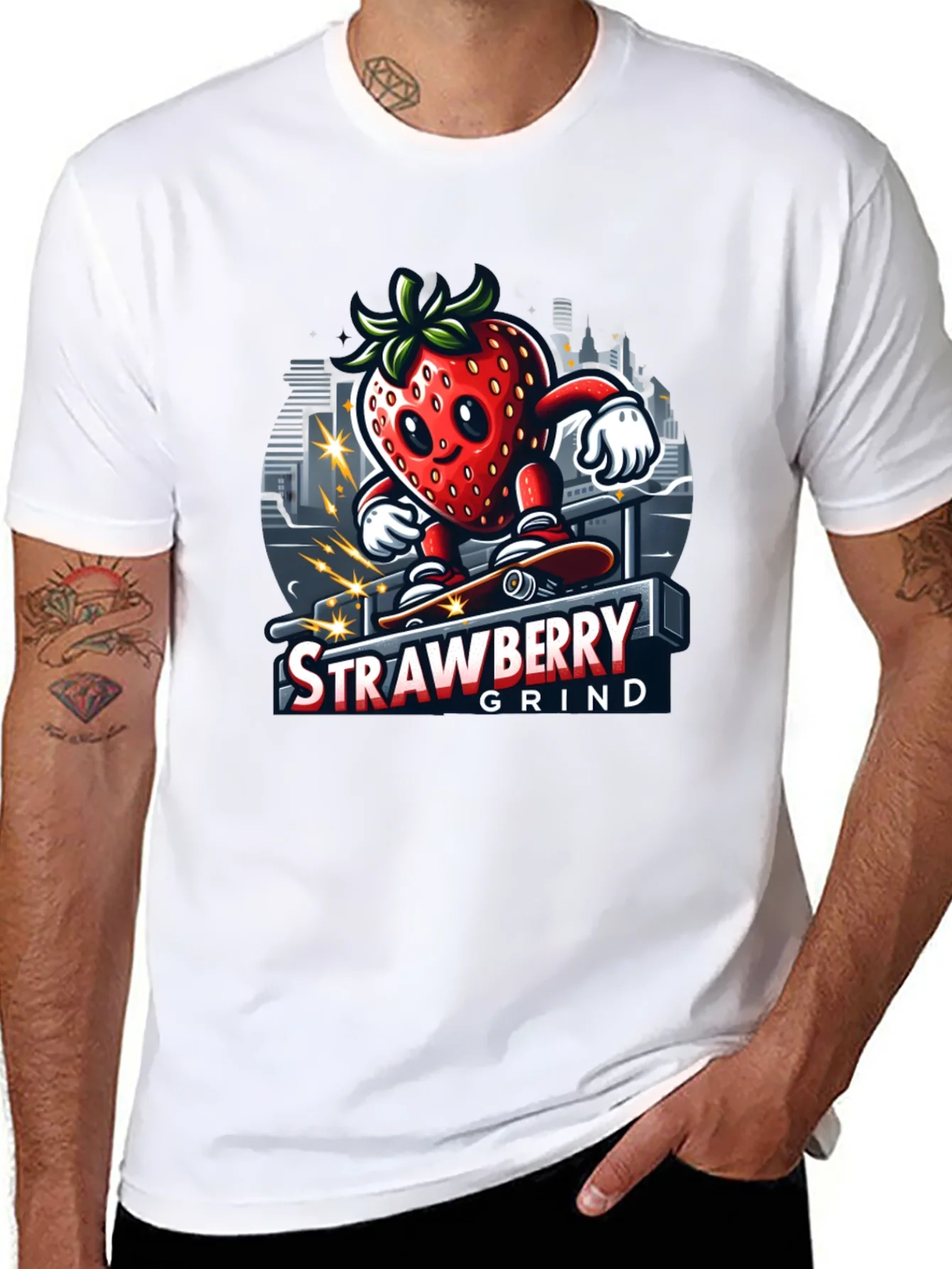 Strawberry Grind T-Shirt - Cool Graphic Tee
