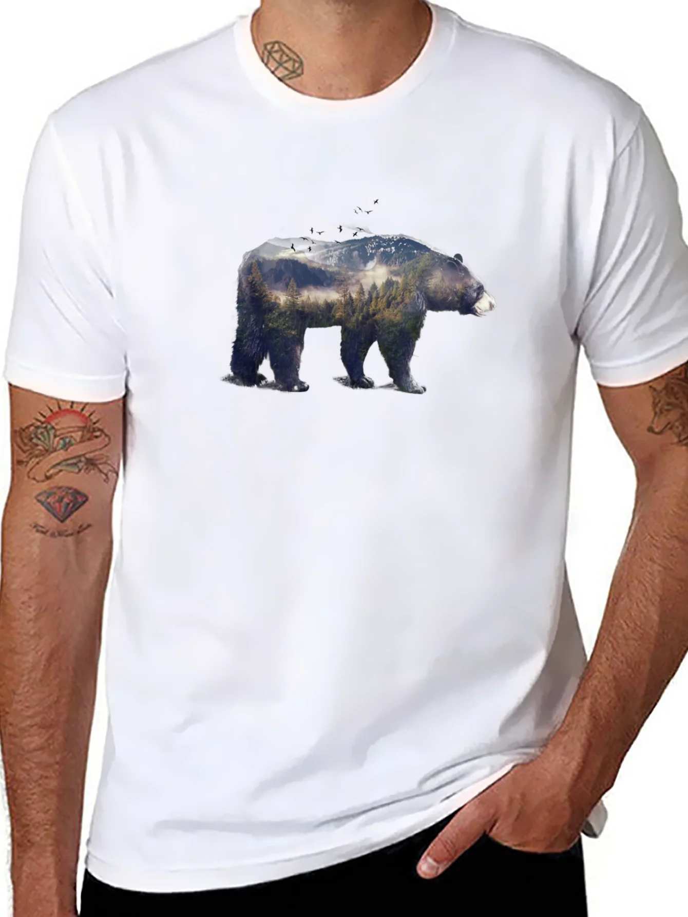 Bear Forest Graphic Tee - Nature Inspired Design