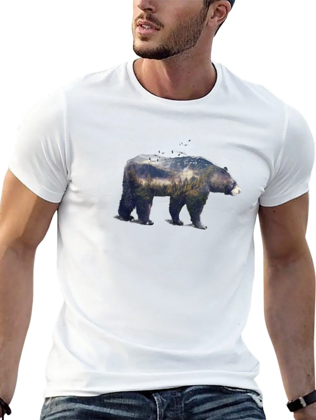 Bear Forest Graphic Tee - Nature Inspired Design