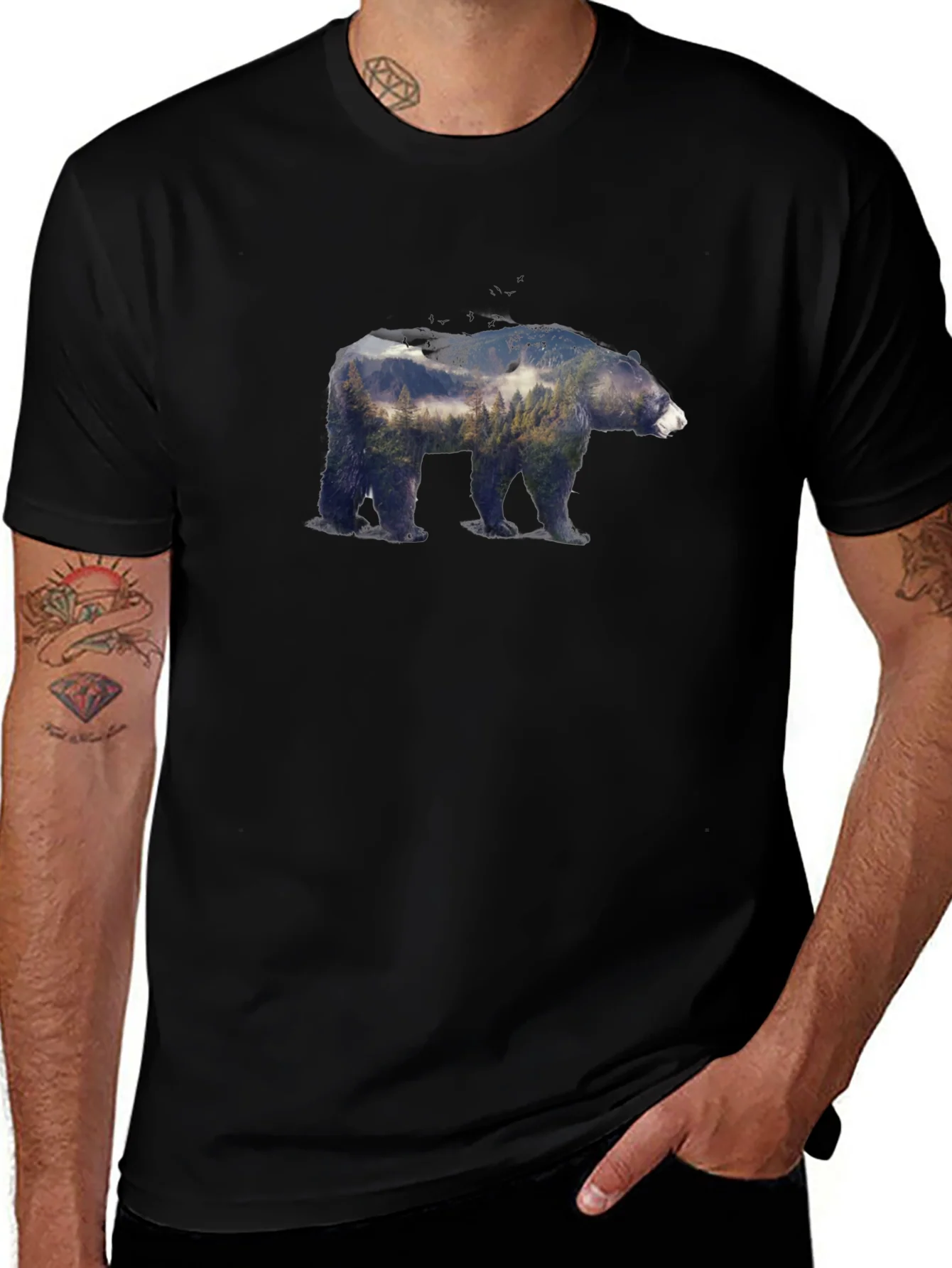 Bear Forest Graphic Tee - Nature Inspired Design