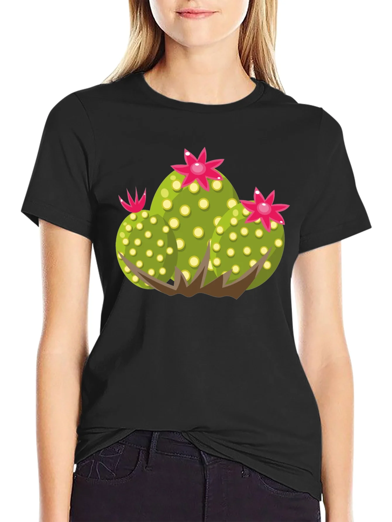 Cactus Graphic Black T-Shirt - Nature Inspired Apparel