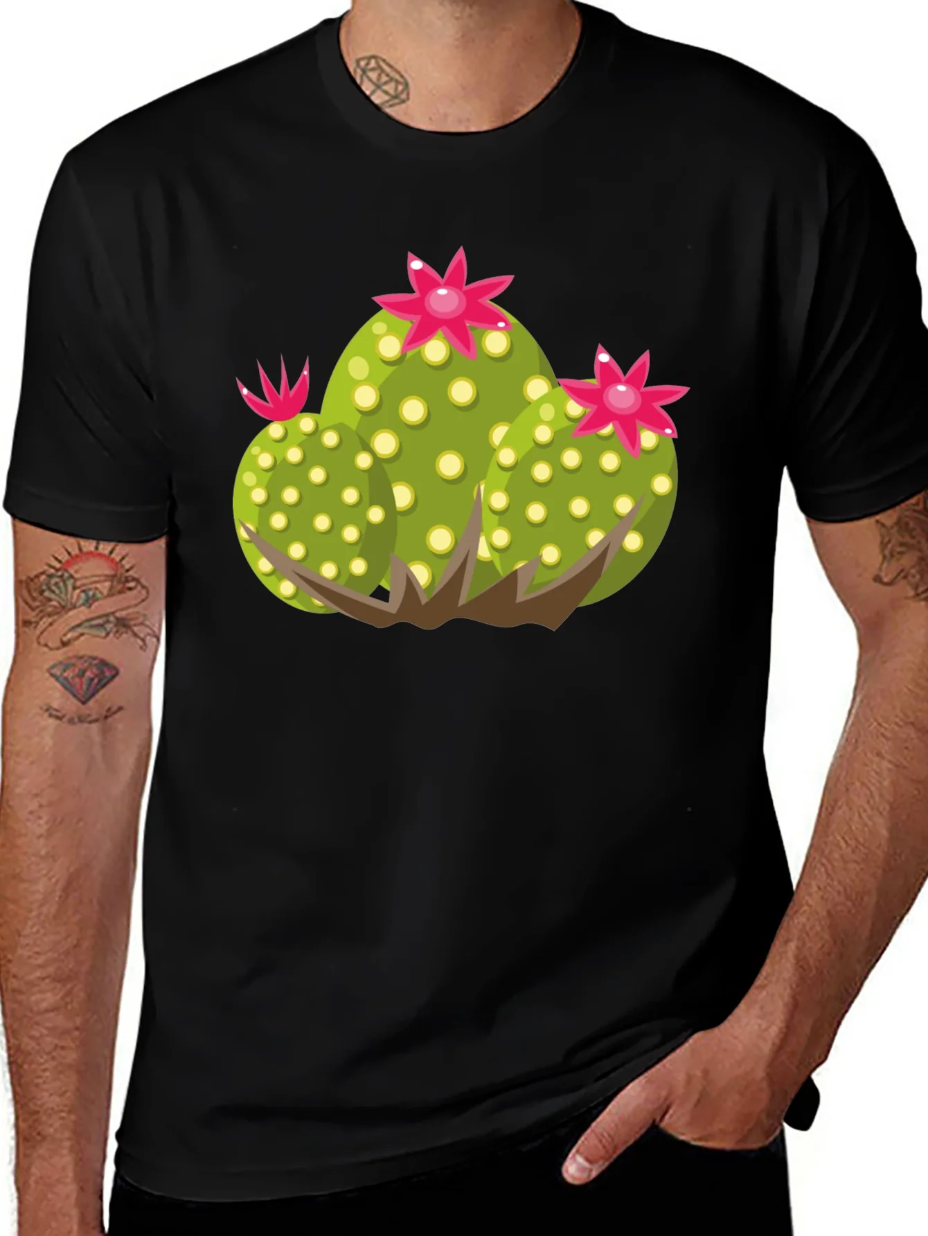 Cactus Graphic Black T-Shirt - Nature Inspired Apparel