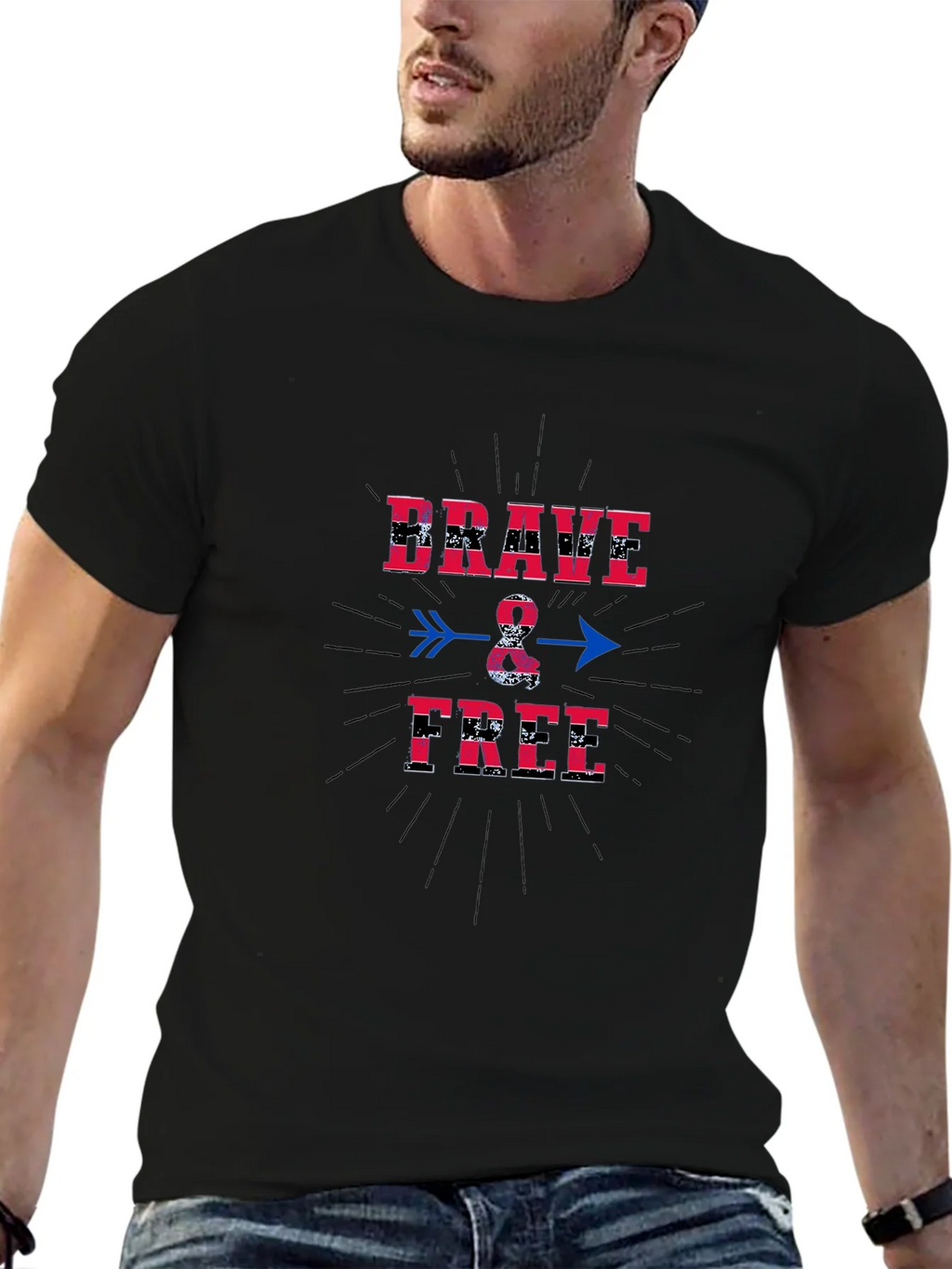 Brave & Free Graphic T-Shirt - Patriotic Design