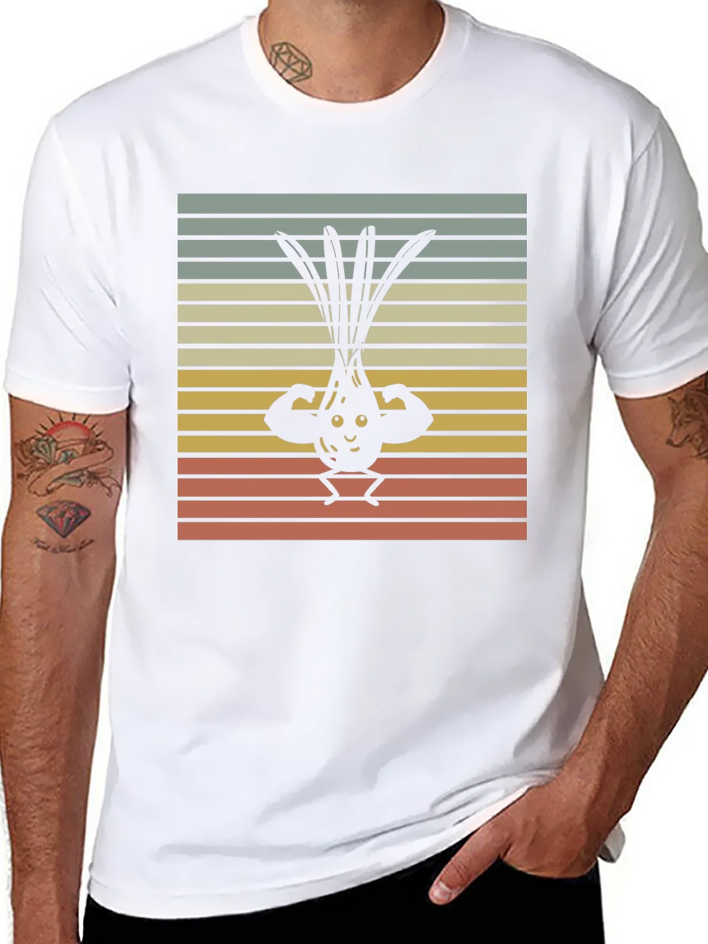 Funny Buff Onion T-Shirt - Retro Vegetable Gym Tee