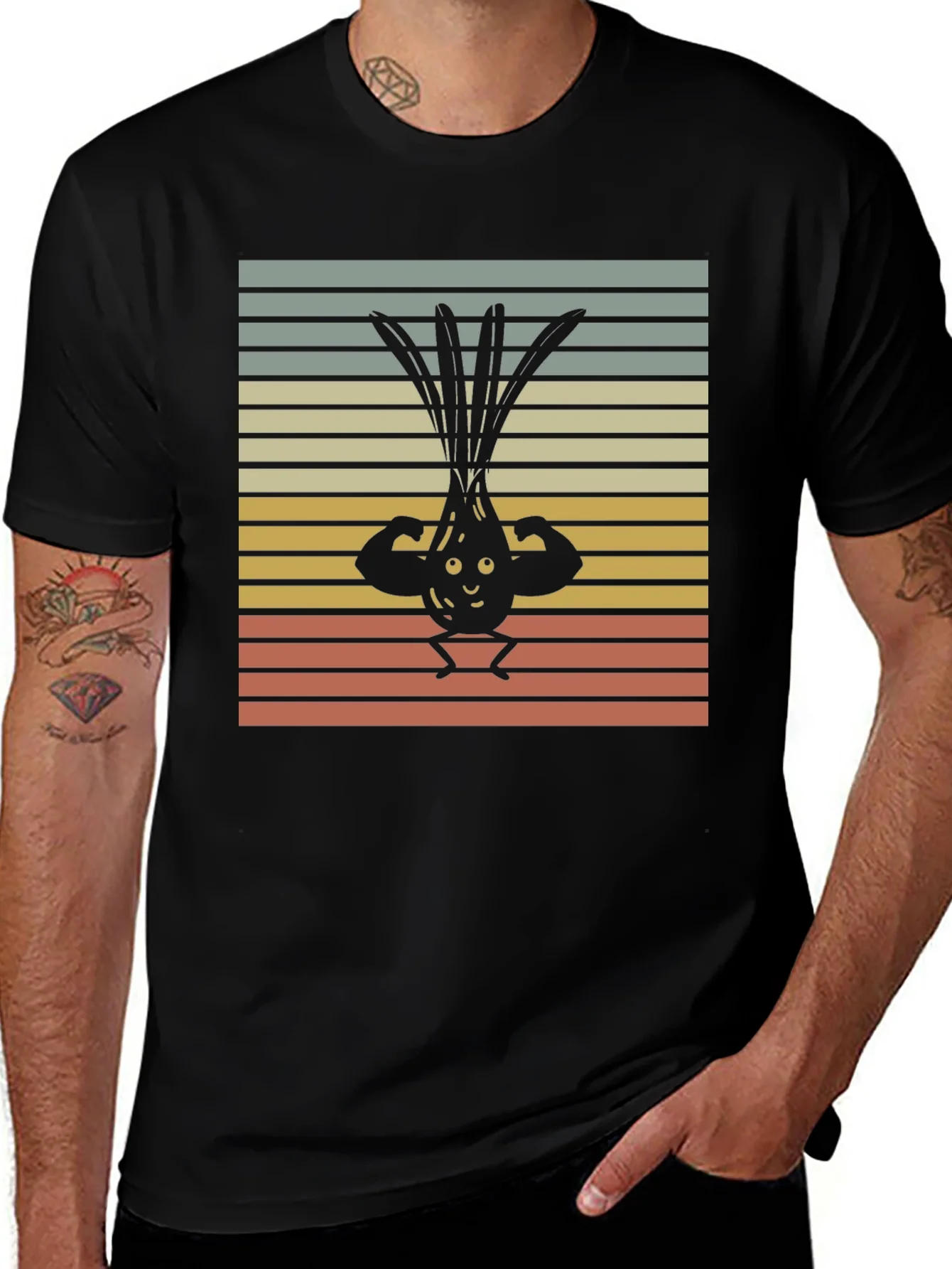 Funny Buff Onion T-Shirt - Retro Vegetable Gym Tee