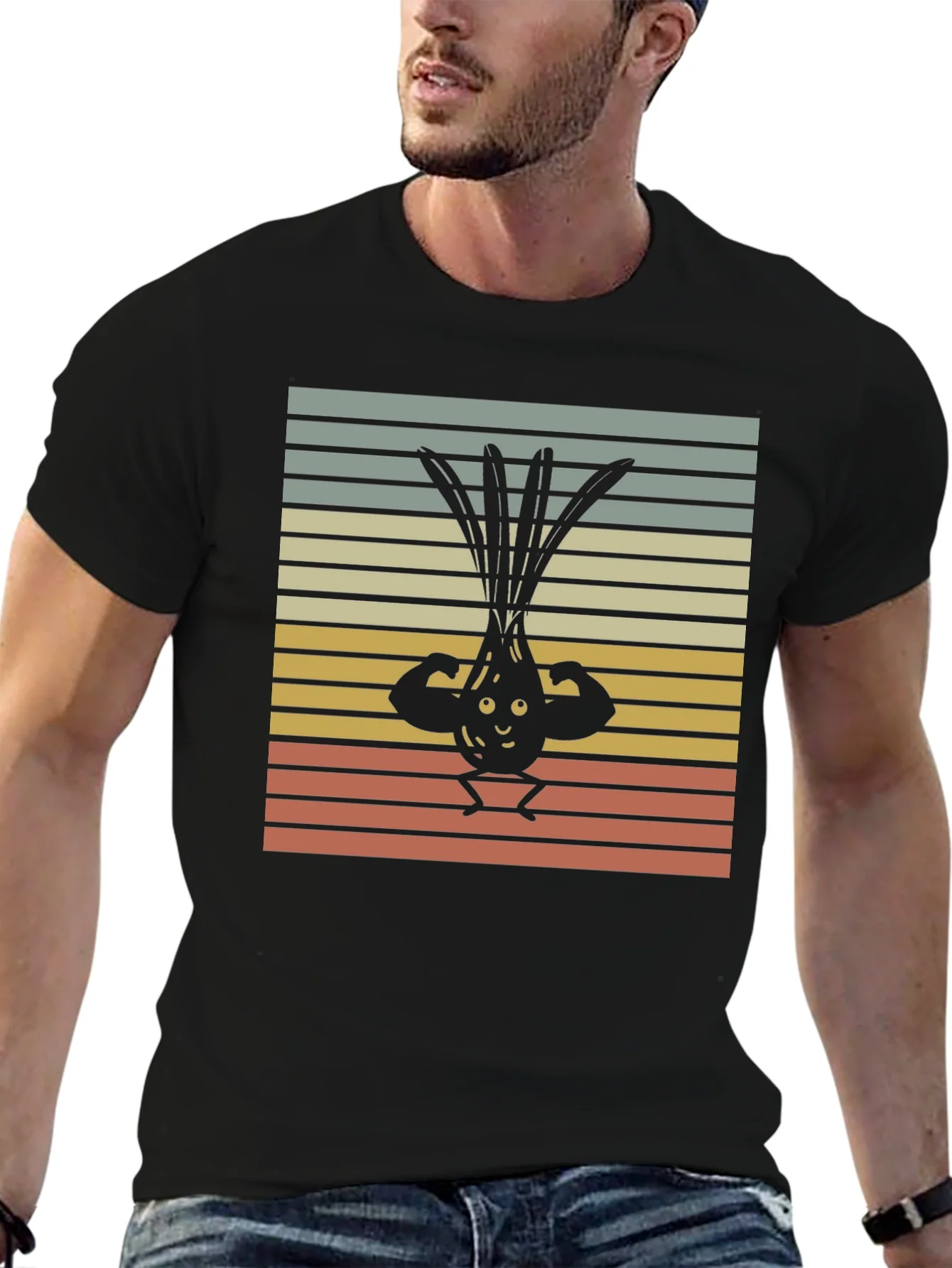 Funny Buff Onion T-Shirt - Retro Vegetable Gym Tee
