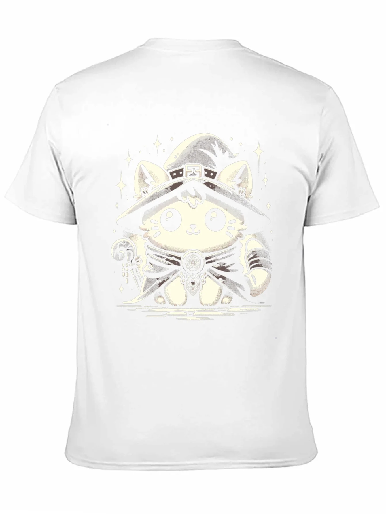 Witch Cat Graphic Tee - Black Cotton T-Shirt