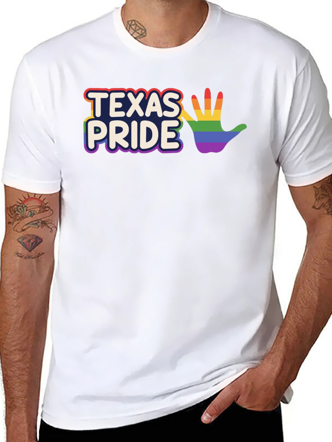 Texas Pride LGBTQ+ Rainbow Hand T-Shirt