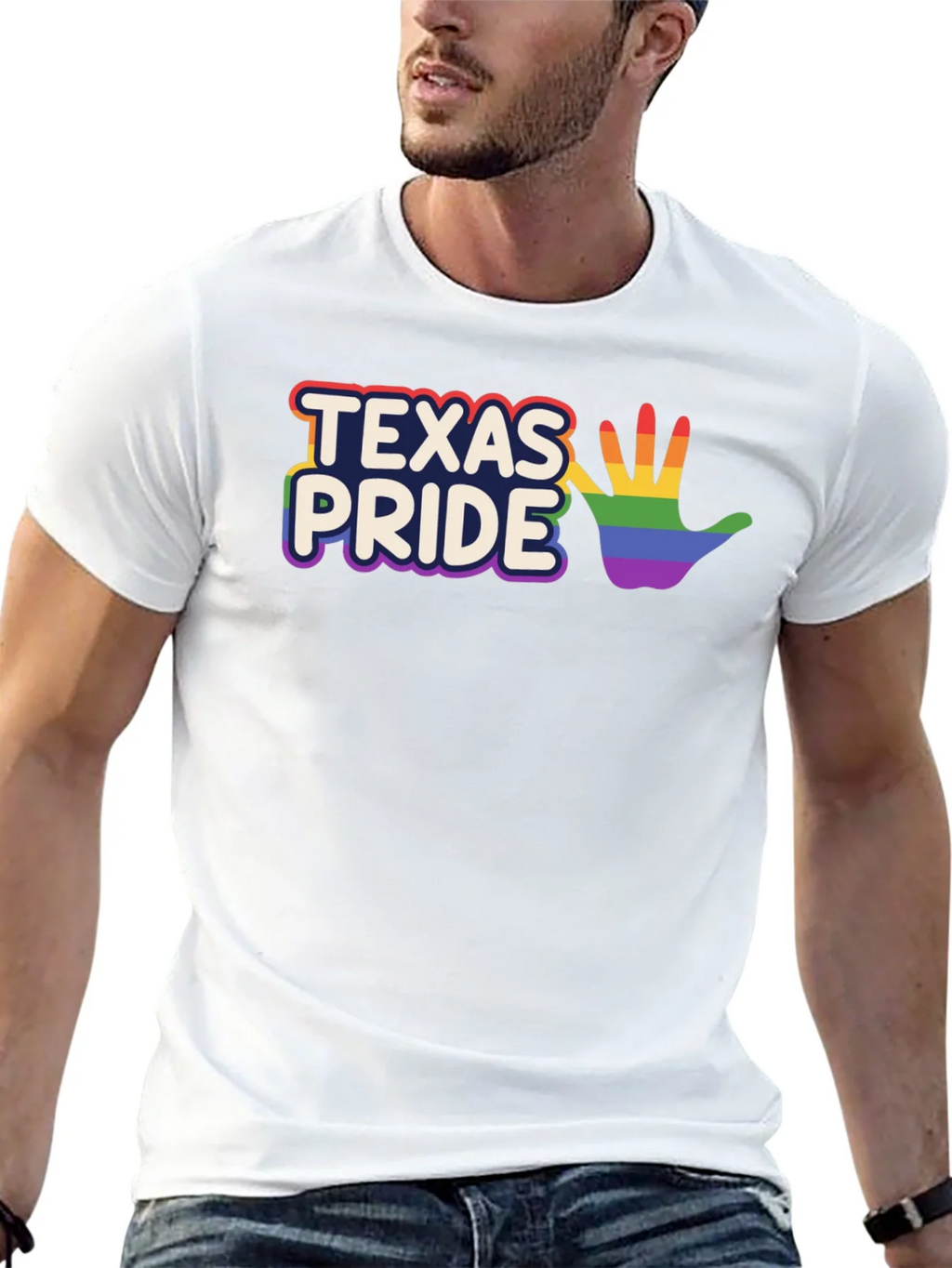 Texas Pride LGBTQ+ Rainbow Hand T-Shirt