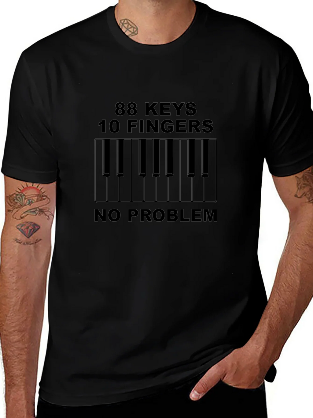 88 Keys 10 Fingers No Problem Black Tee