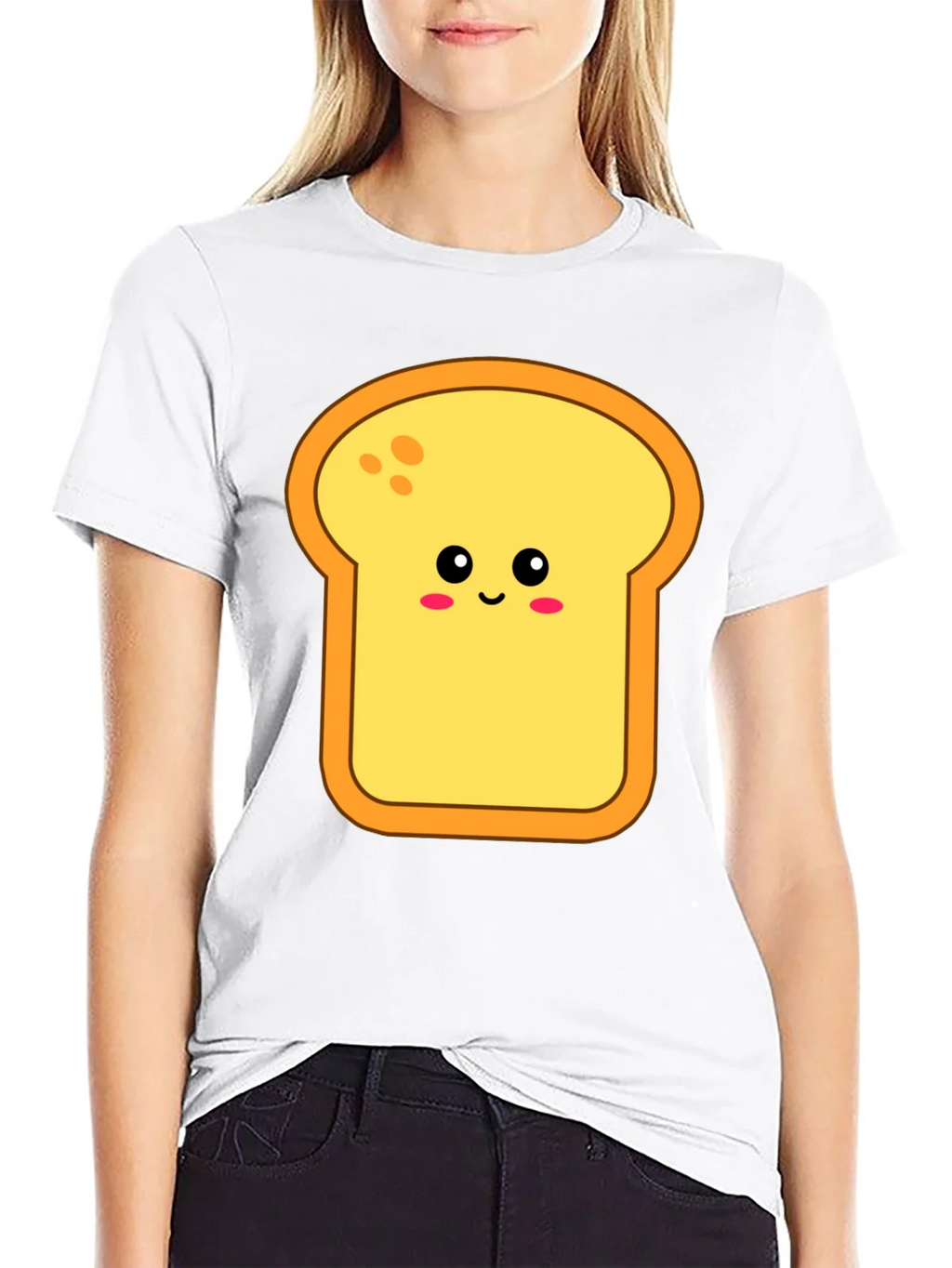 Cute Toast Graphic Tee - Black Cotton Shirt
