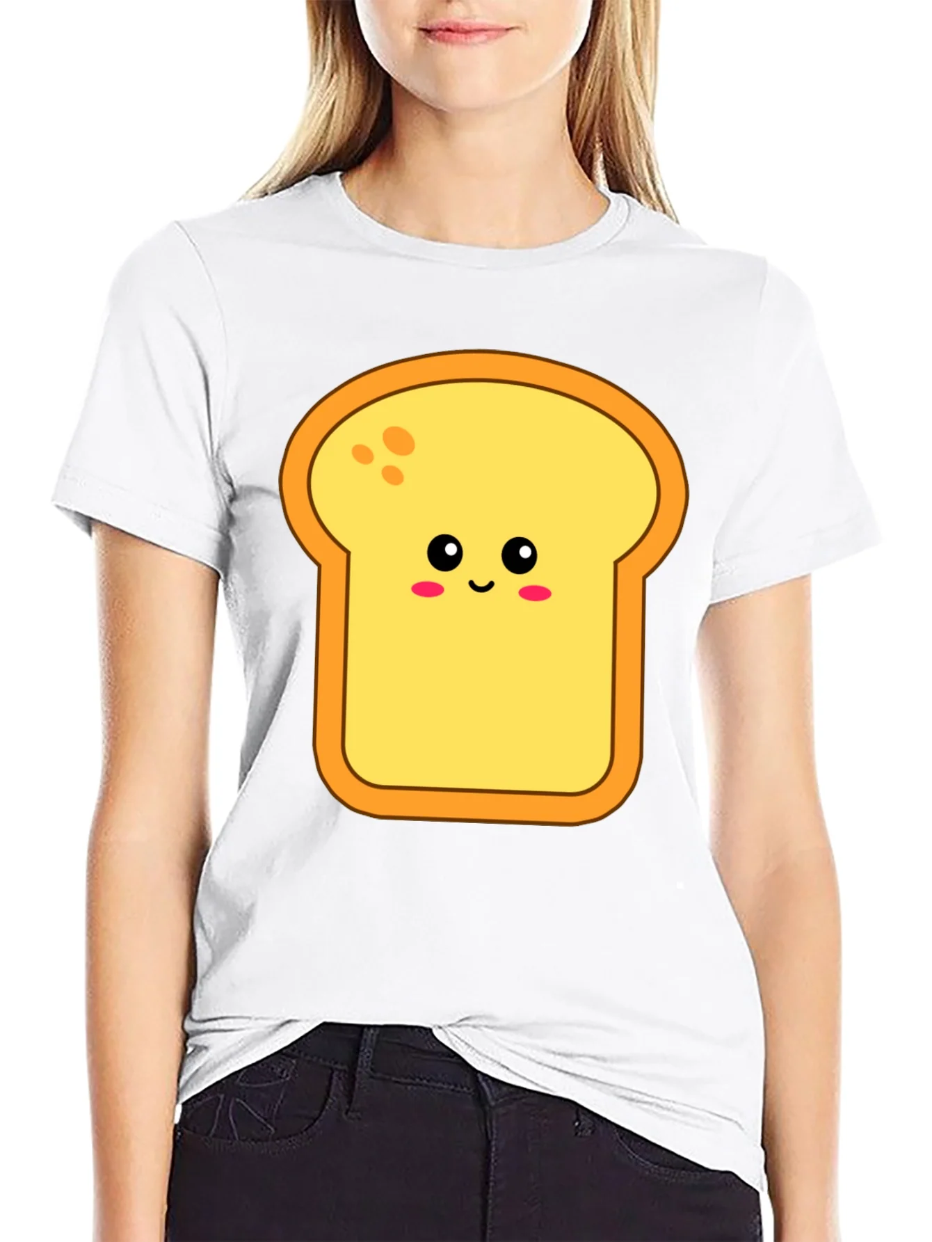 Cute Toast Graphic Tee - Black Cotton Shirt