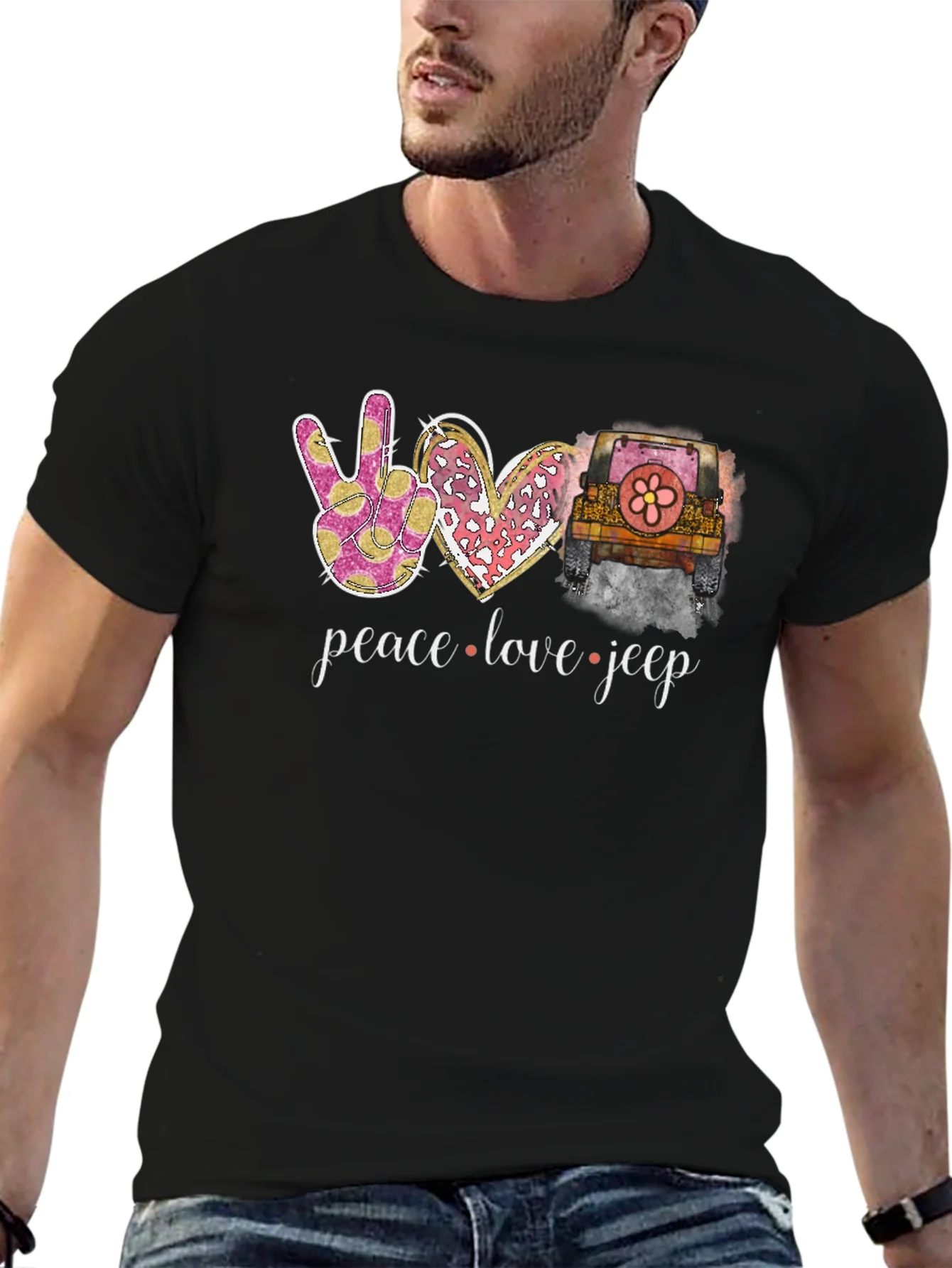 Peace Love Jeep Graphic T-Shirt