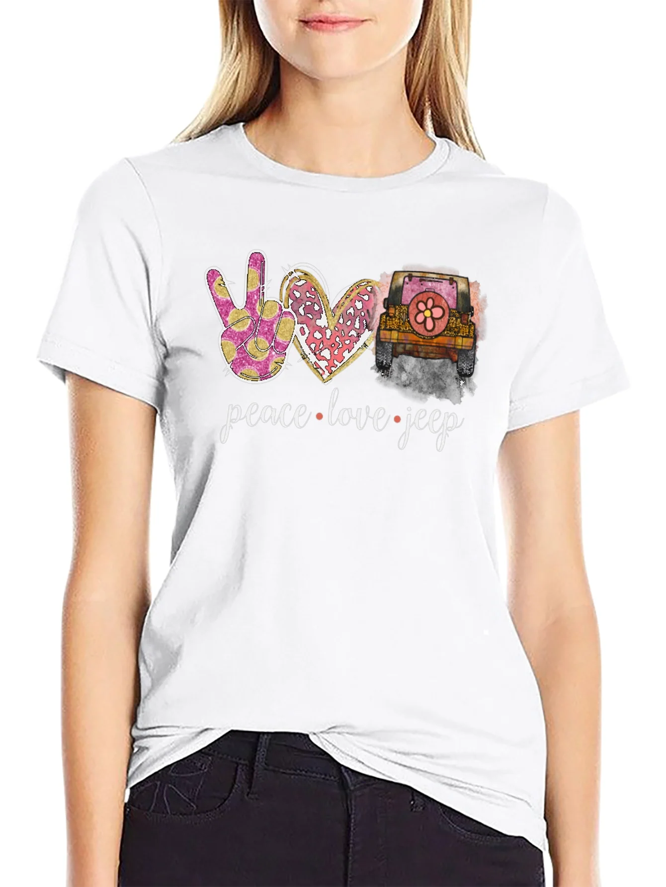 Peace Love Jeep Graphic T-Shirt