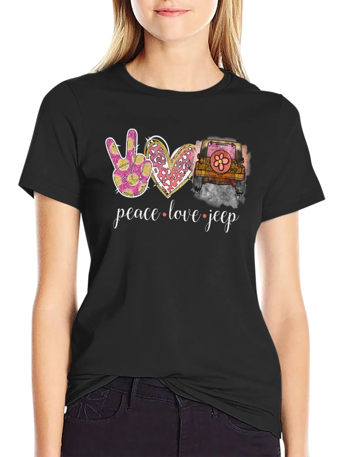 Peace Love Jeep Graphic T-Shirt