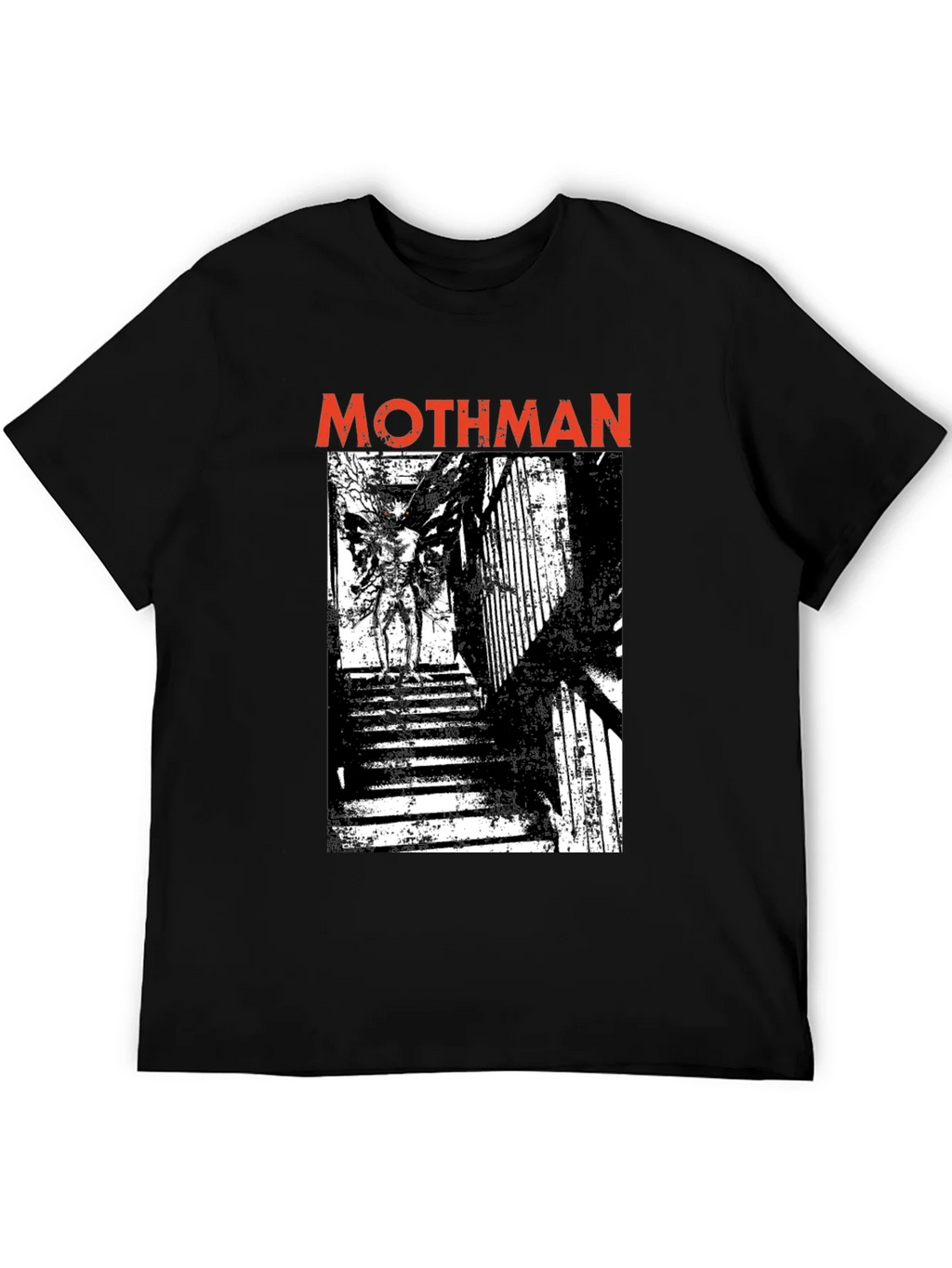 Mothman Graphic Print Black T-Shirt