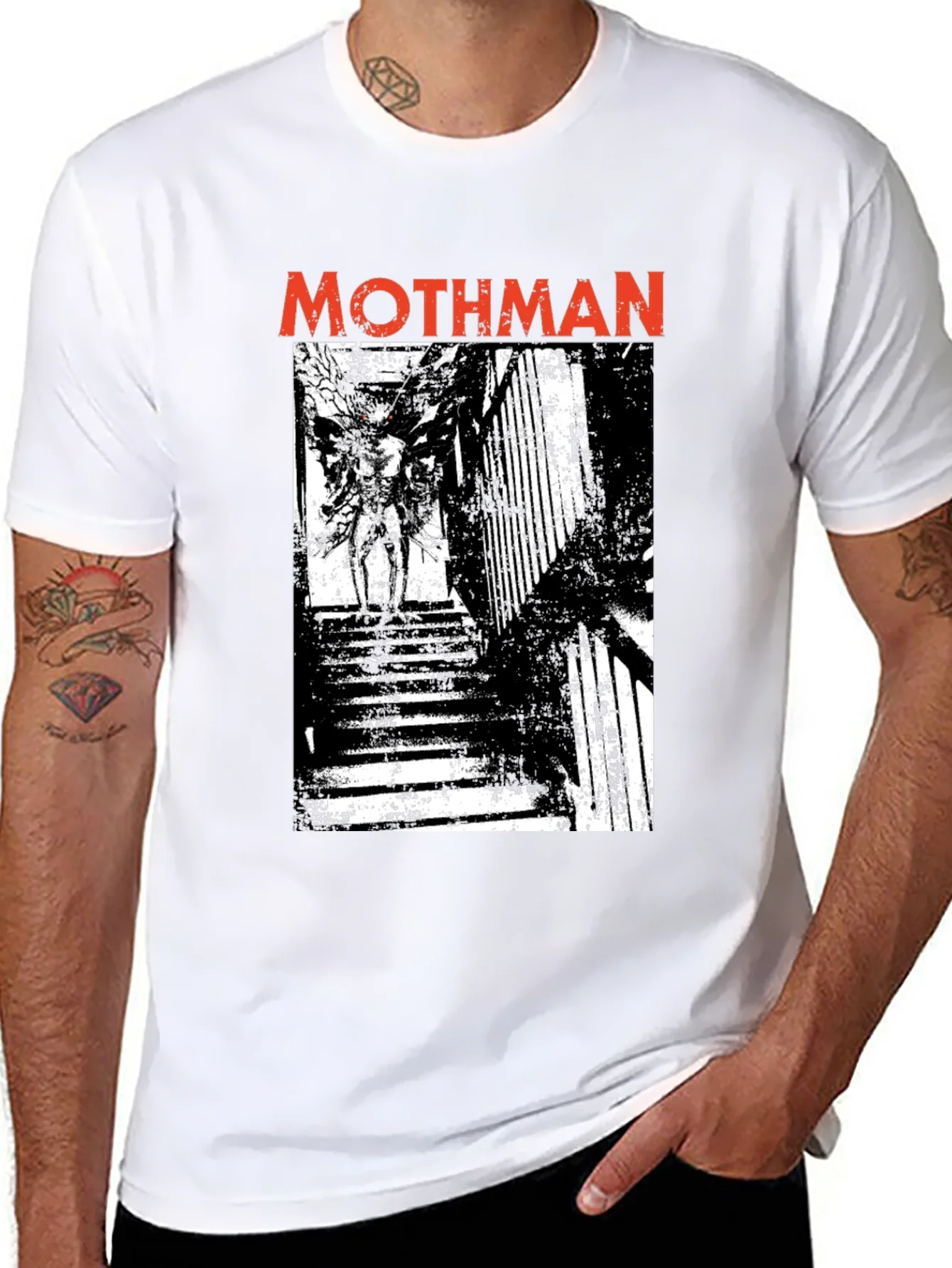 Mothman Graphic Print Black T-Shirt