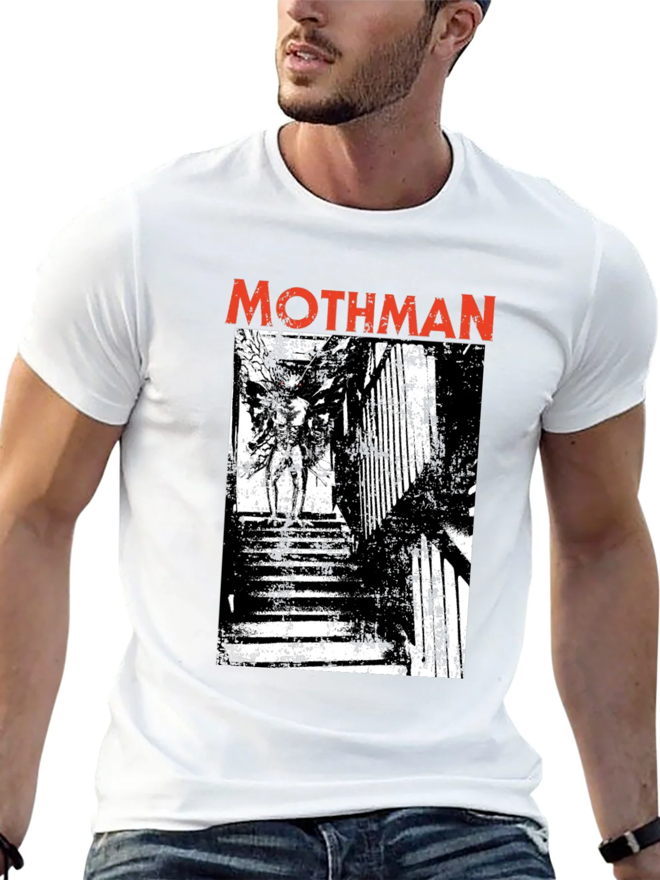 Mothman Graphic Print Black T-Shirt