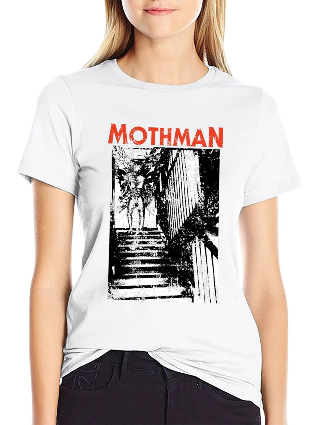 Mothman Graphic Print Black T-Shirt