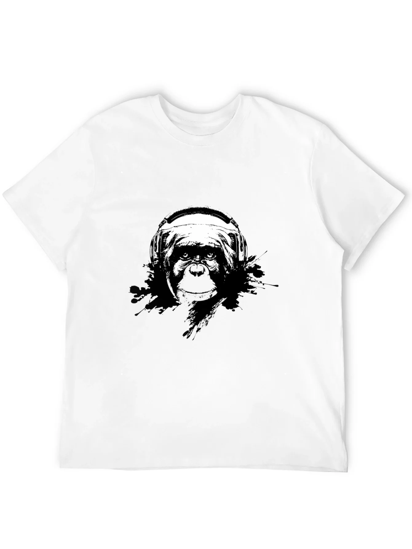 Monkey DJ Graphic Tee - Black Cotton T-Shirt
