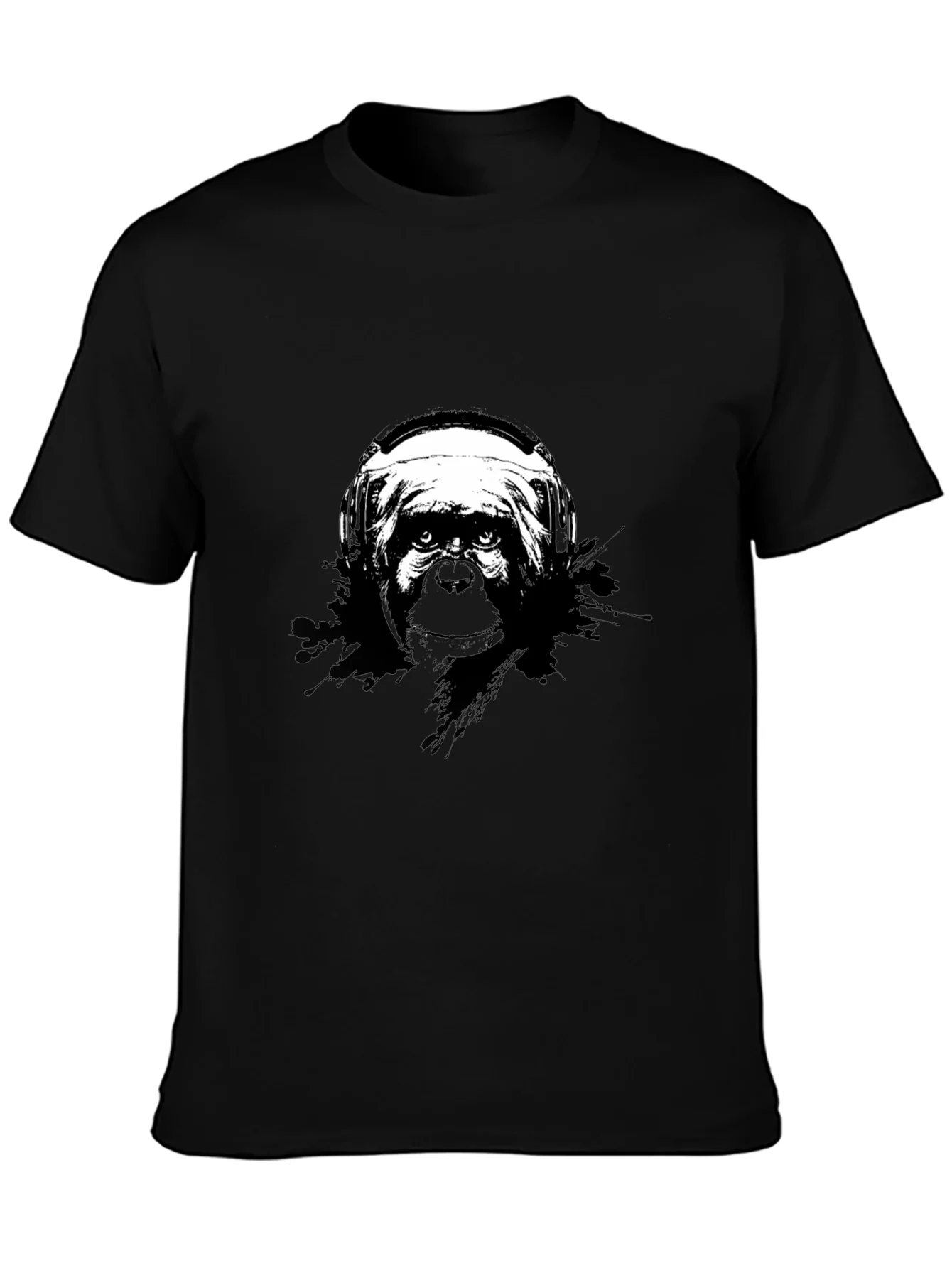 Monkey DJ Graphic Tee - Black Cotton T-Shirt