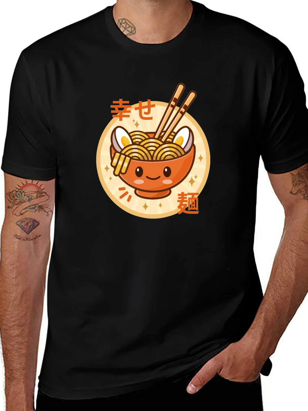 Kawaii Ramen Bowl Graphic Tee - Unisex Black T-Shirt
