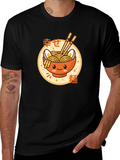 Kawaii Ramen Bowl Graphic Tee - Unisex Black T-Shirt