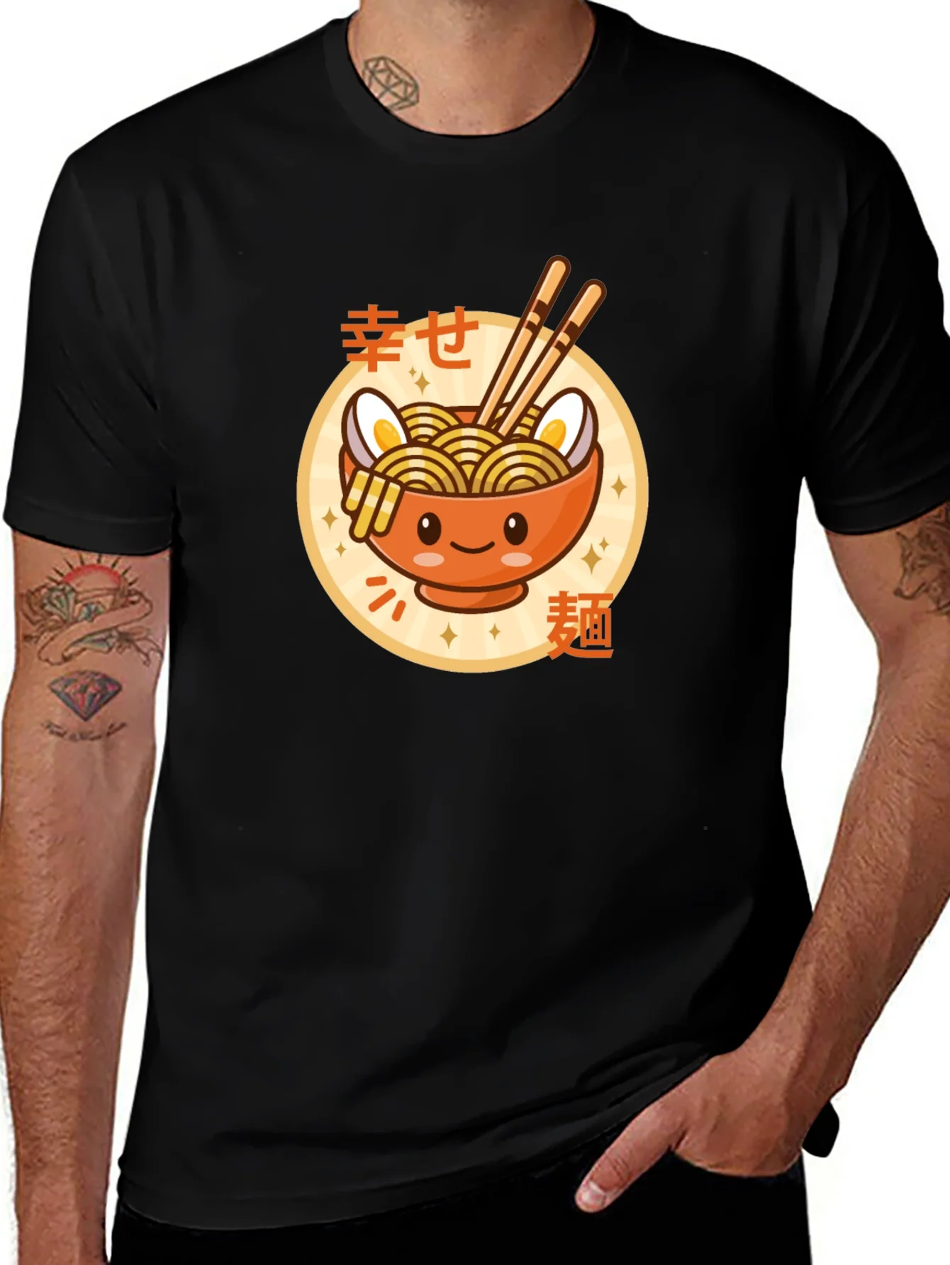 Kawaii Ramen Bowl Graphic Tee - Unisex Black T-Shirt