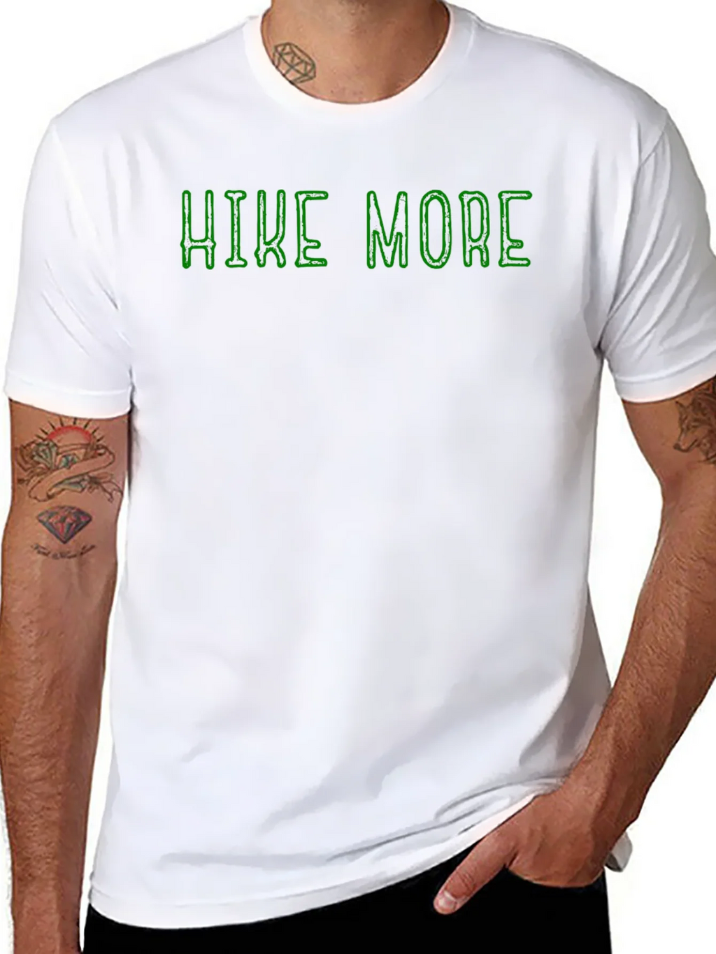 Hike More Black Cotton Graphic Tee