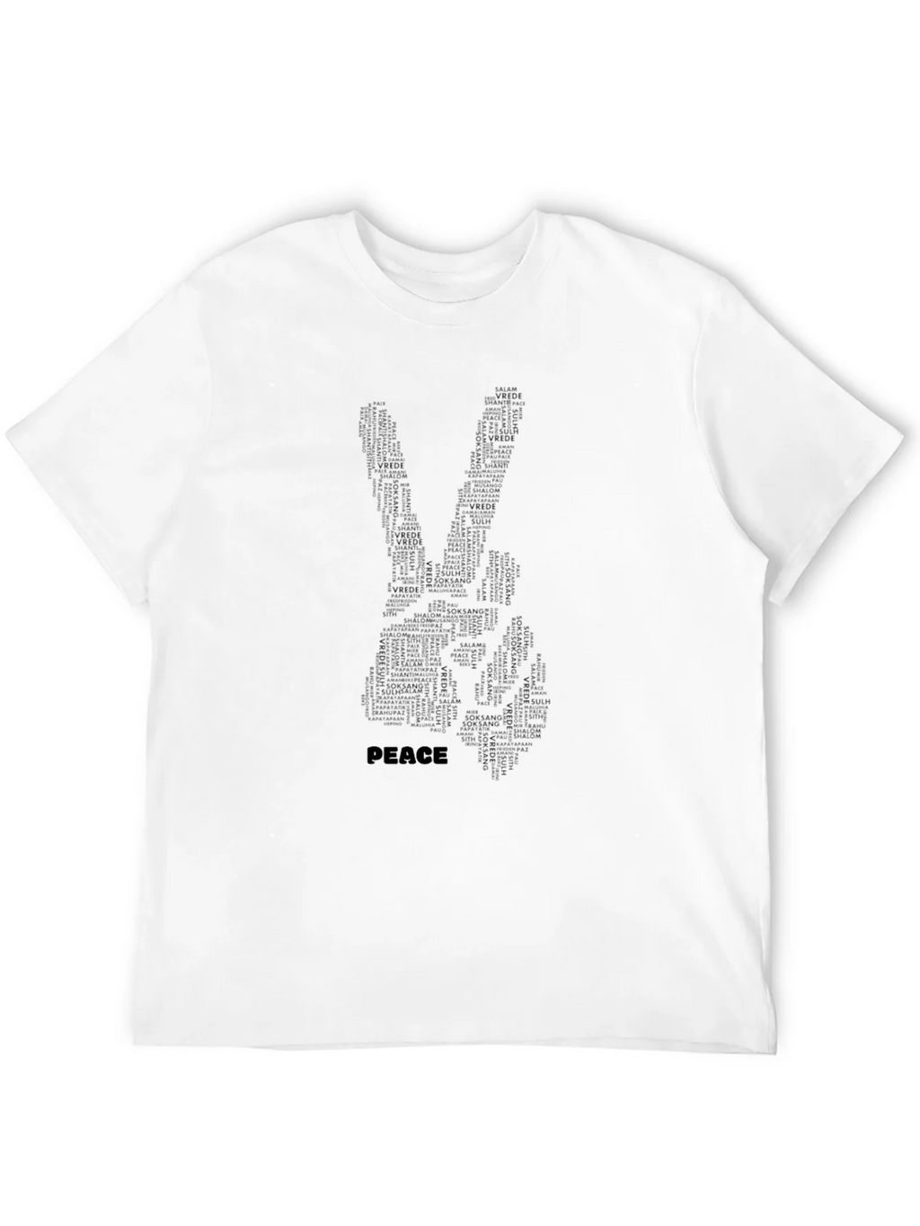 Peace Sign Word Art T-Shirt - Black