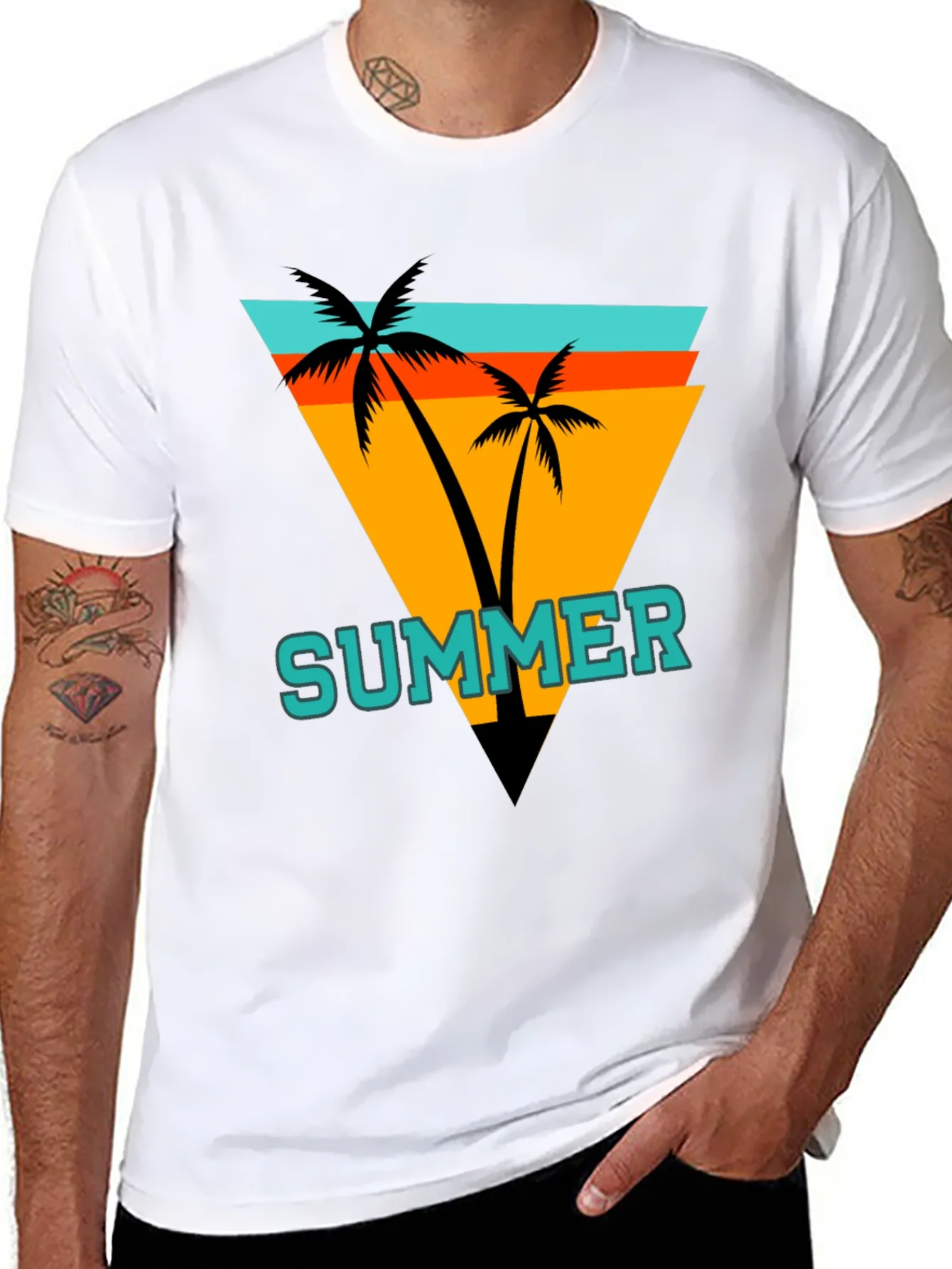 Summer Palm Graphic Tee - Retro Beach Vibes