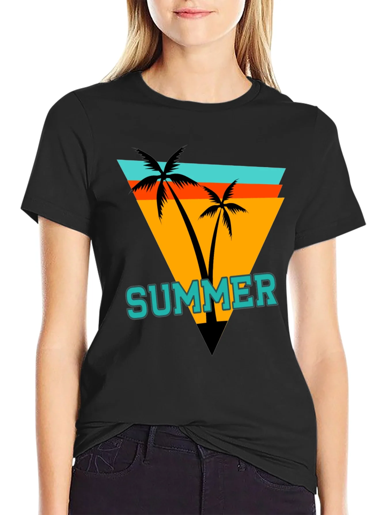 Summer Palm Graphic Tee - Retro Beach Vibes