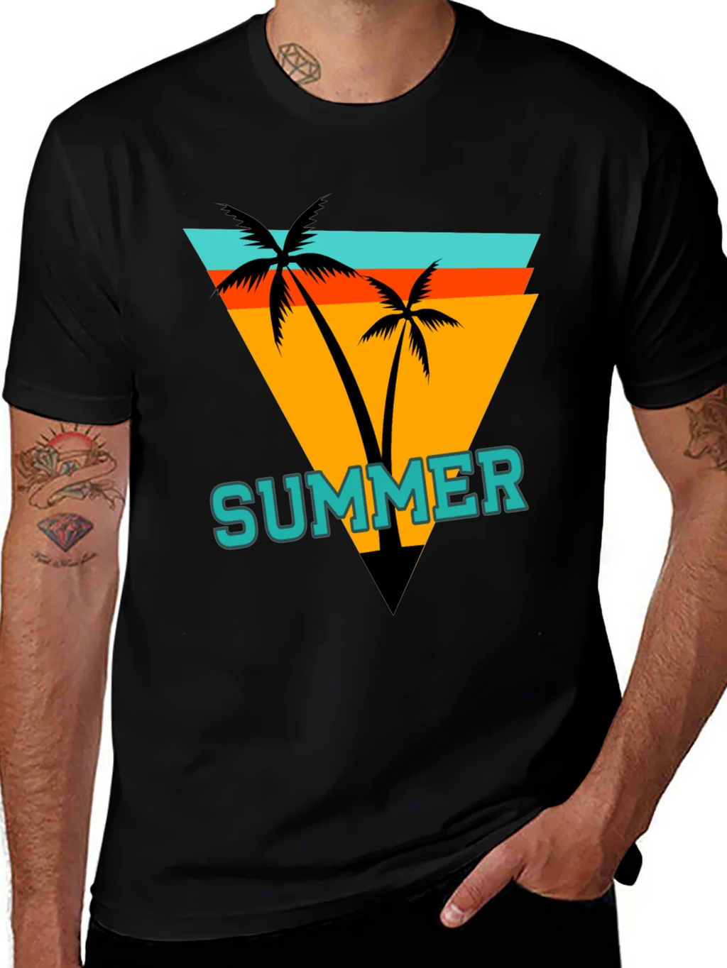 Summer Palm Graphic Tee - Retro Beach Vibes