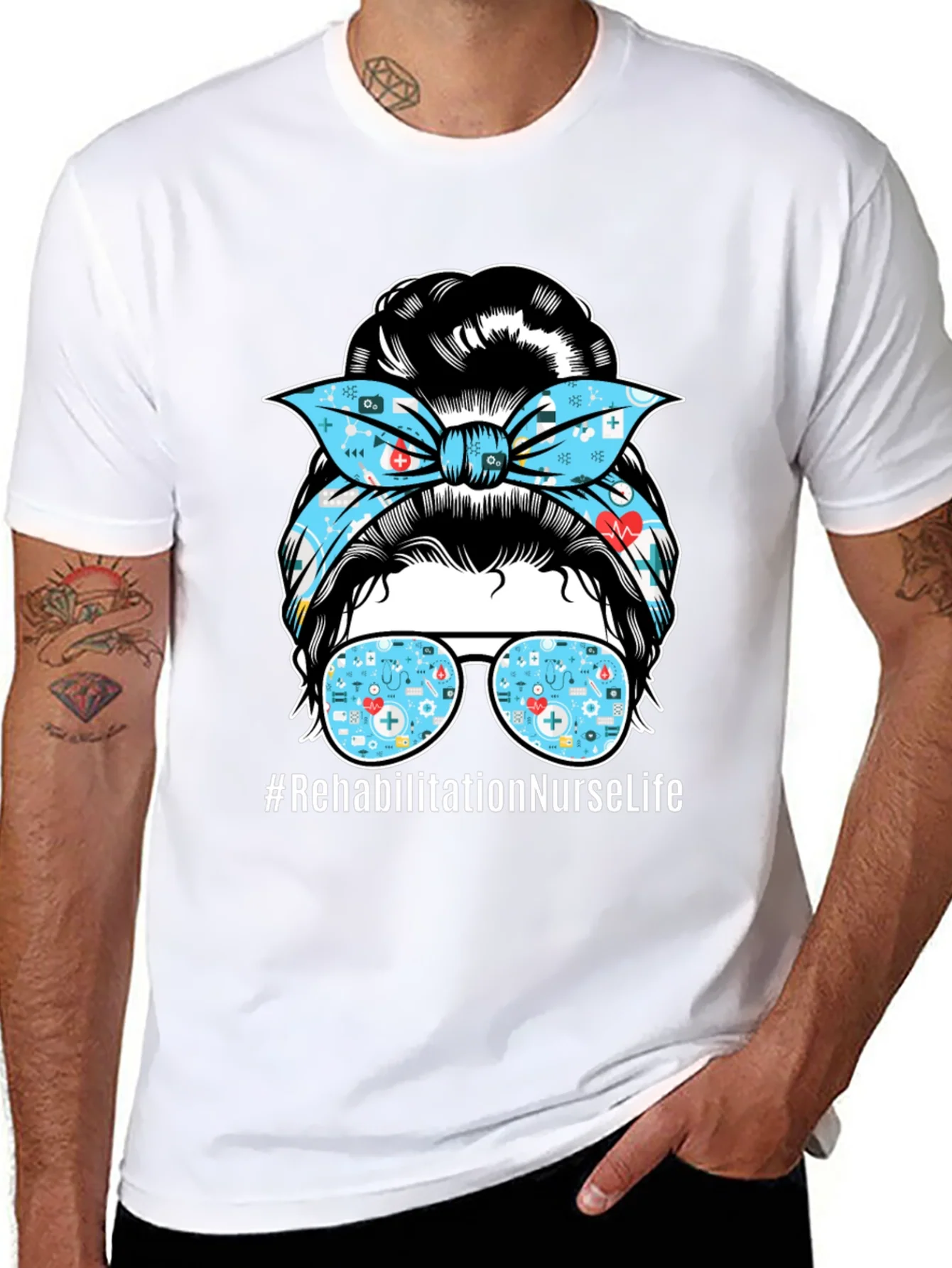 Rehabilitation Nurse Life Messy Bun T-Shirt