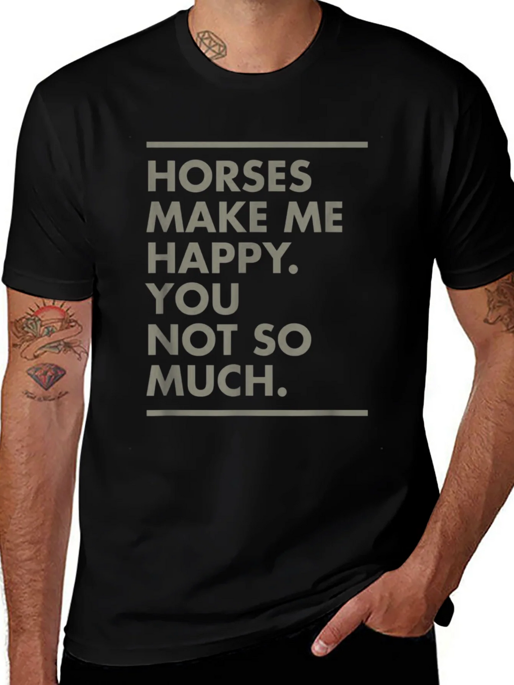 Horses Make Me Happy Funny Graphic Tee