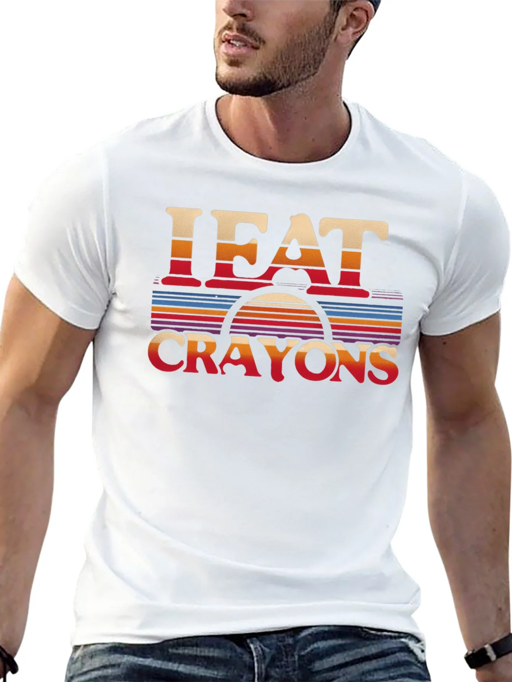 I Eat Crayons Retro Style Graphic T-Shirt