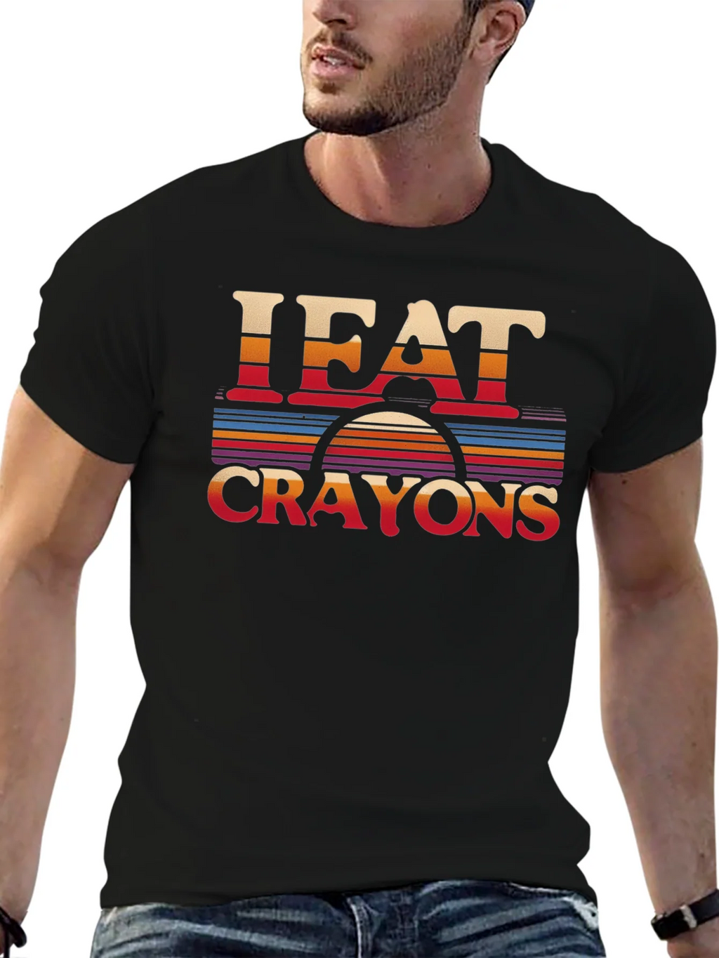 I Eat Crayons Retro Style Graphic T-Shirt