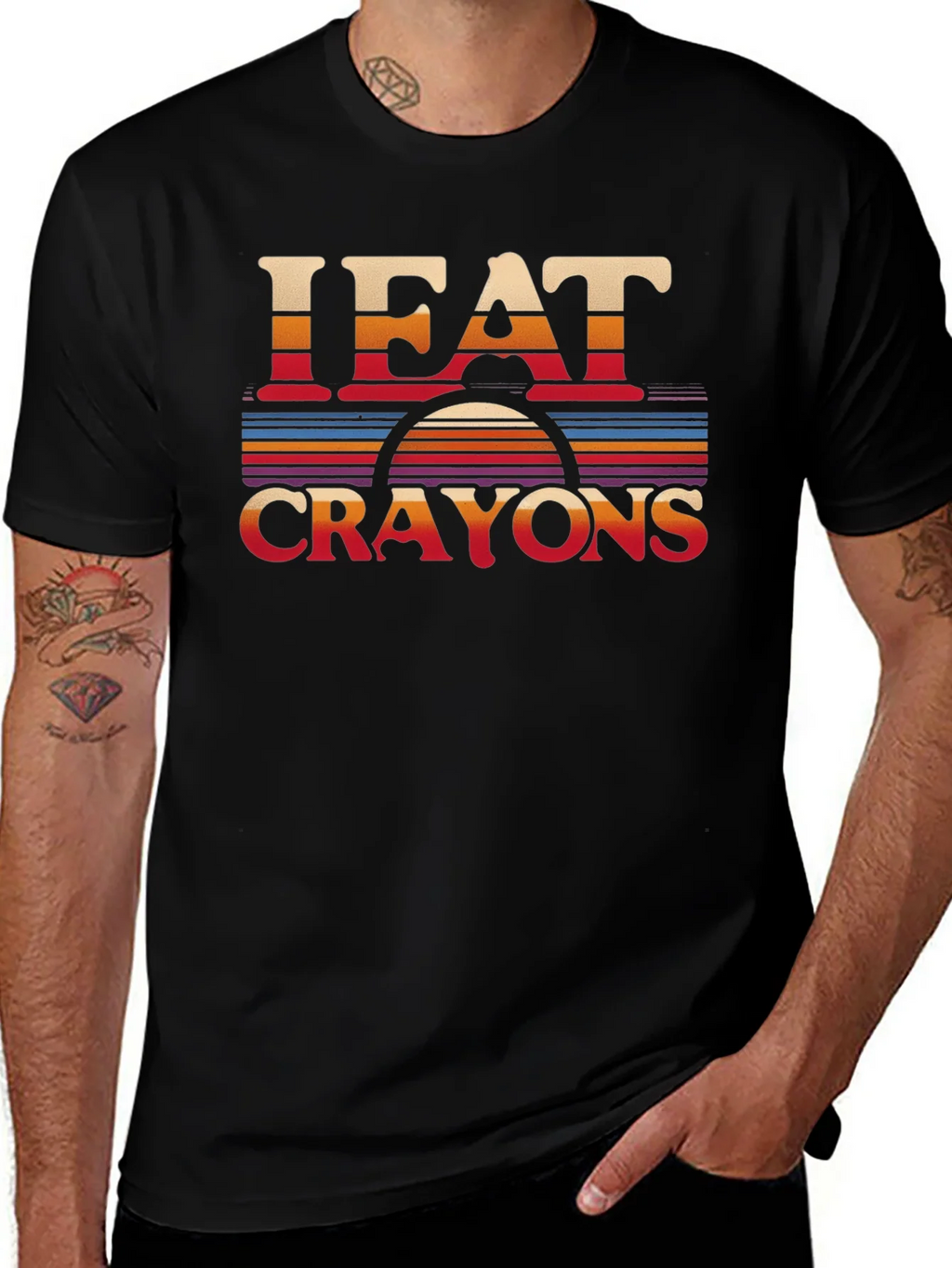 I Eat Crayons Retro Style Graphic T-Shirt