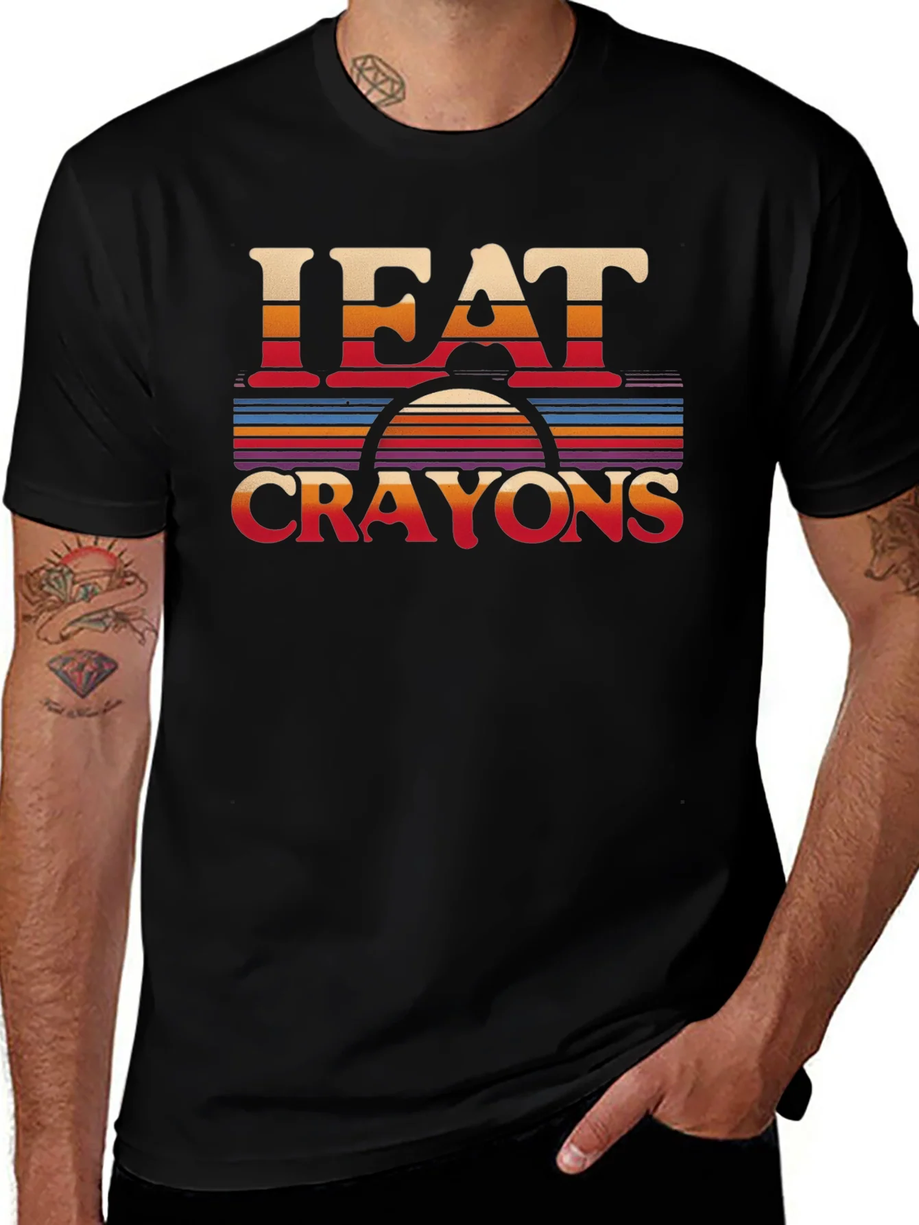I Eat Crayons Retro Style Graphic T-Shirt
