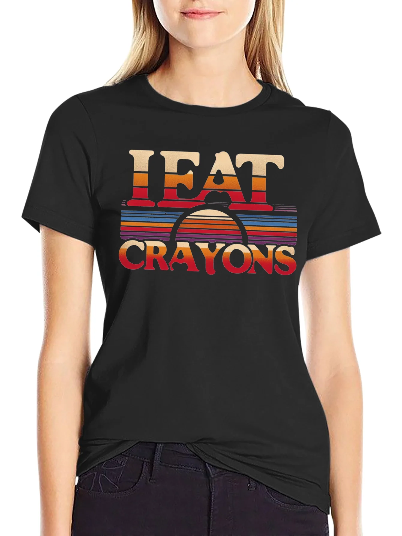 I Eat Crayons Retro Style Graphic T-Shirt