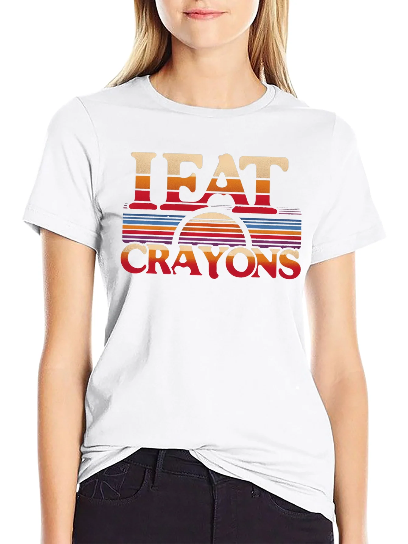 I Eat Crayons Retro Style Graphic T-Shirt