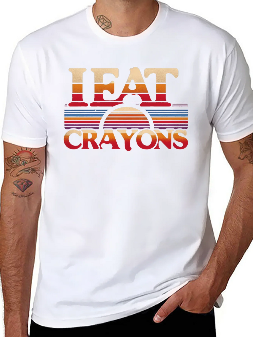 I Eat Crayons Retro Style Graphic T-Shirt