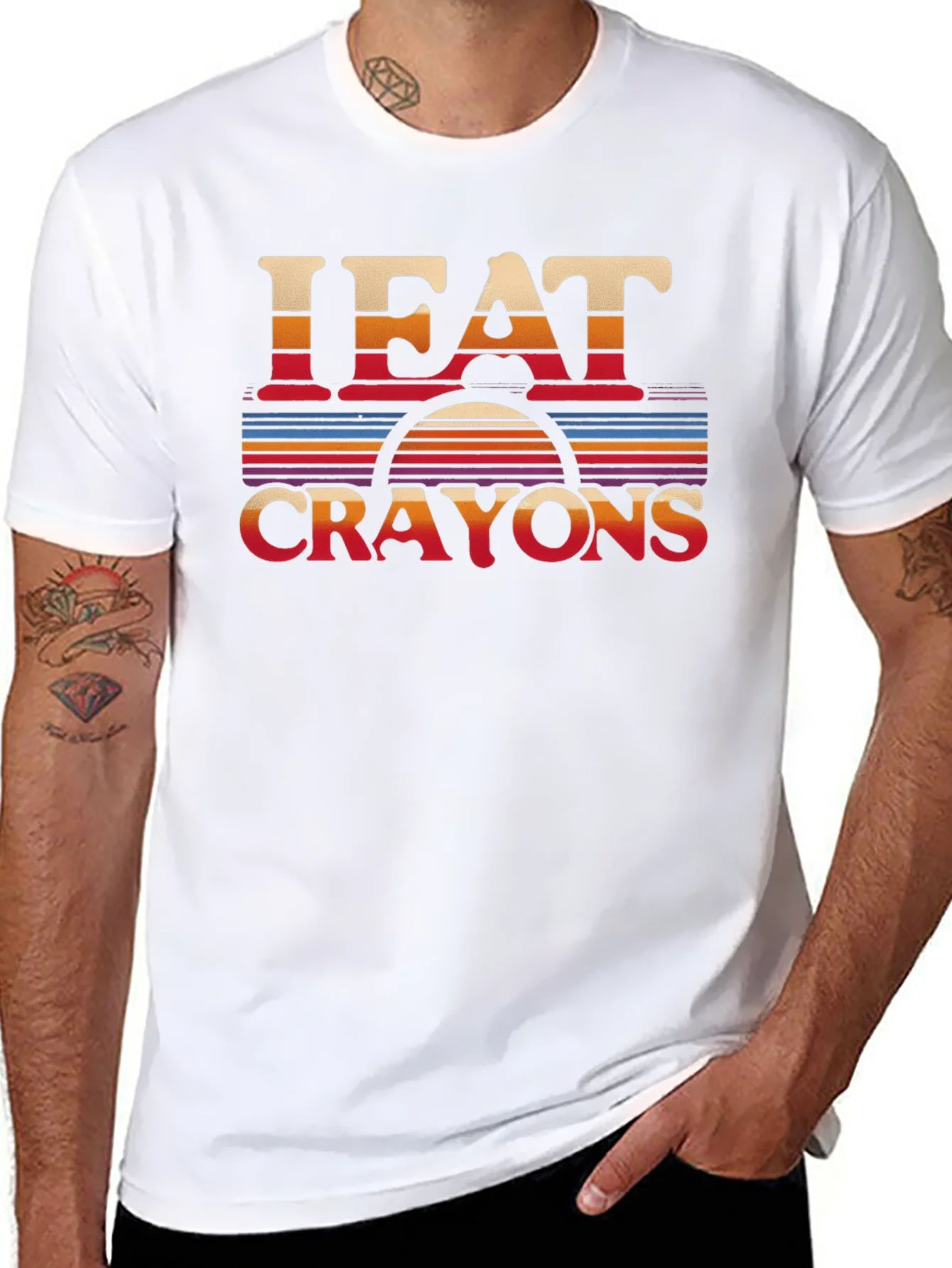 I Eat Crayons Retro Style Graphic T-Shirt